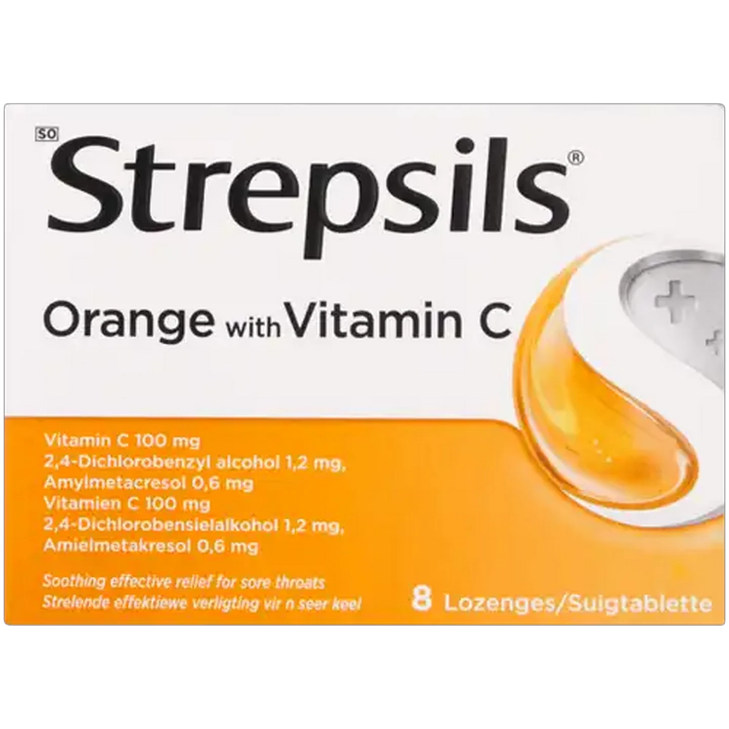 Image of Strepsils Orange with Vitamin C Lozenges 8 Pack