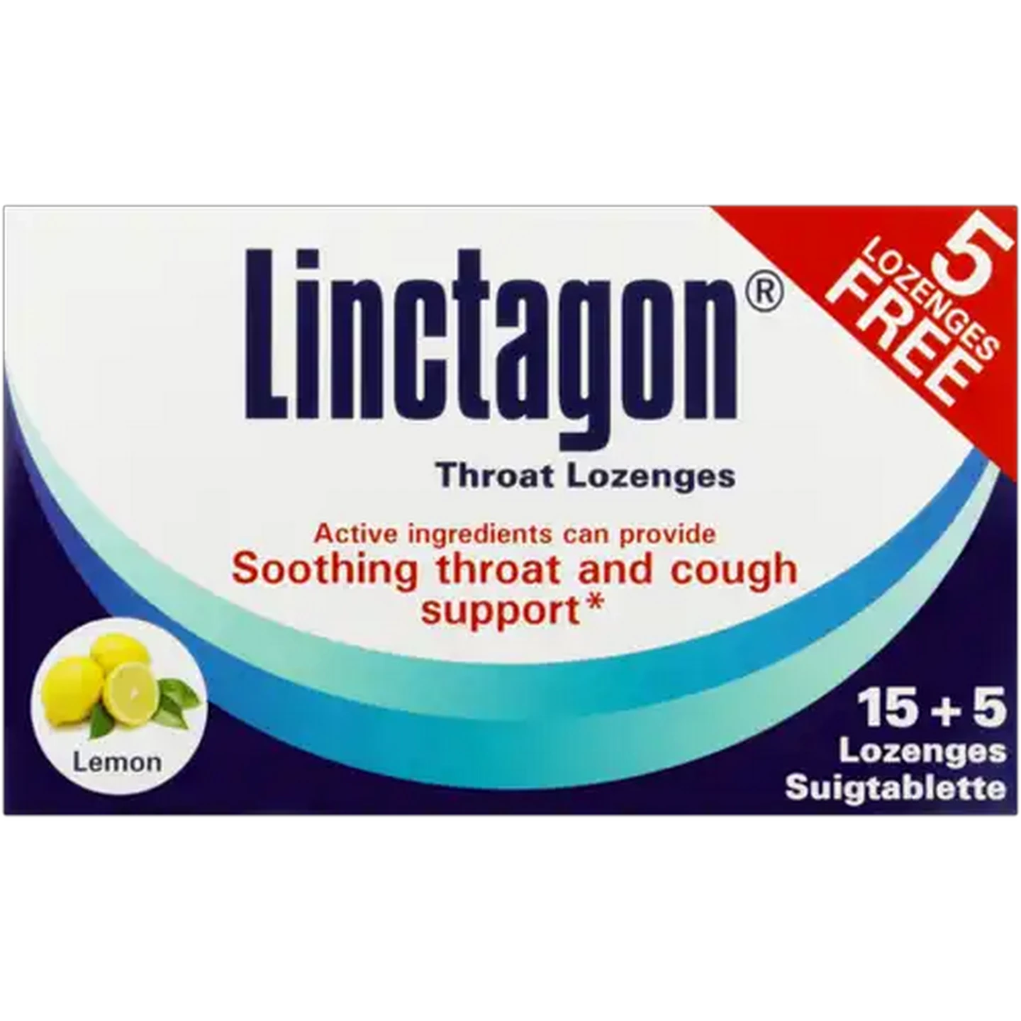 Image of Linctagon Lemon Flavoured Throat Lozenges 15 Pack