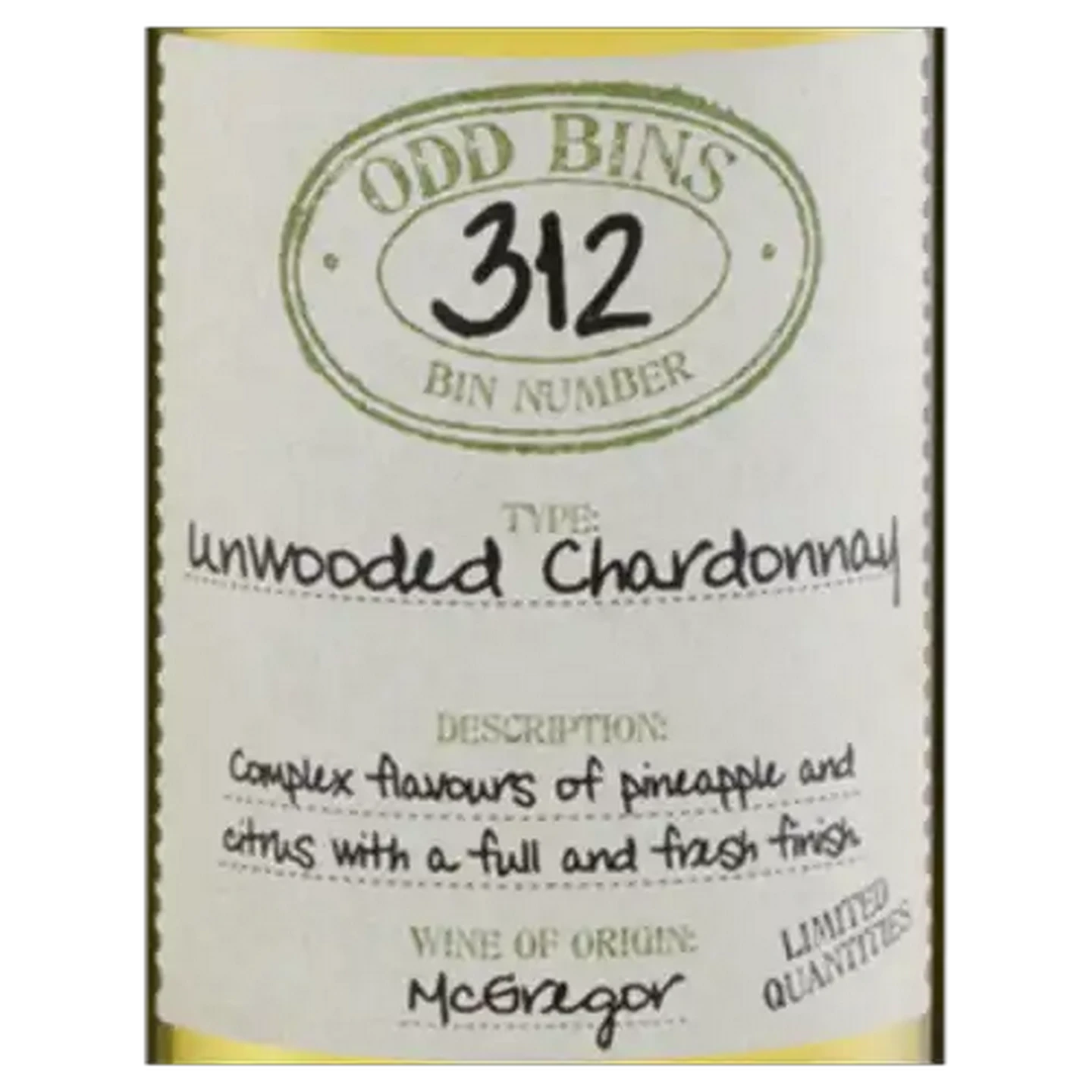Image of Odd Bins 312 Unwooded Chardonnay White Wine 750ml