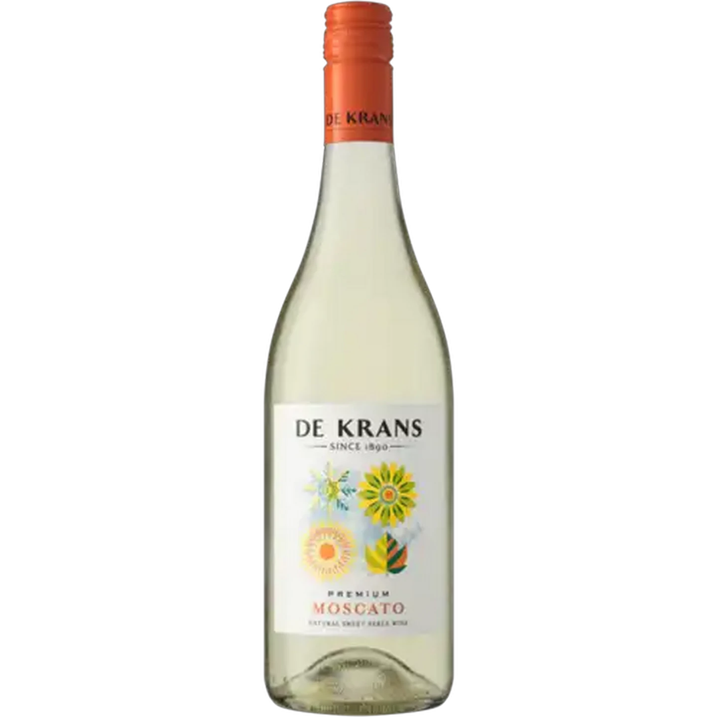 Image of De Krans Wines Premium Moscato Natural Sweet Perlé White Wine Bottle 750ml