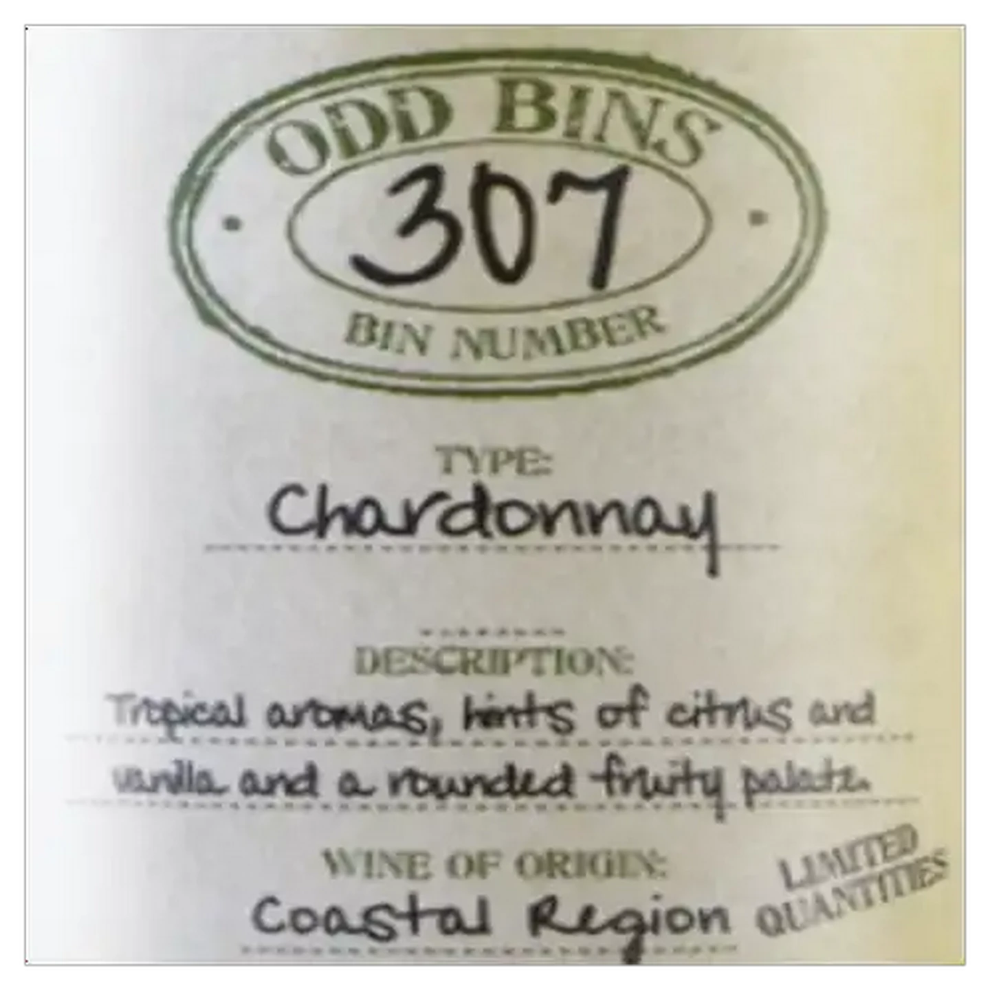 Image of Odd Bins 307 Chardonnay White Wine 750ml