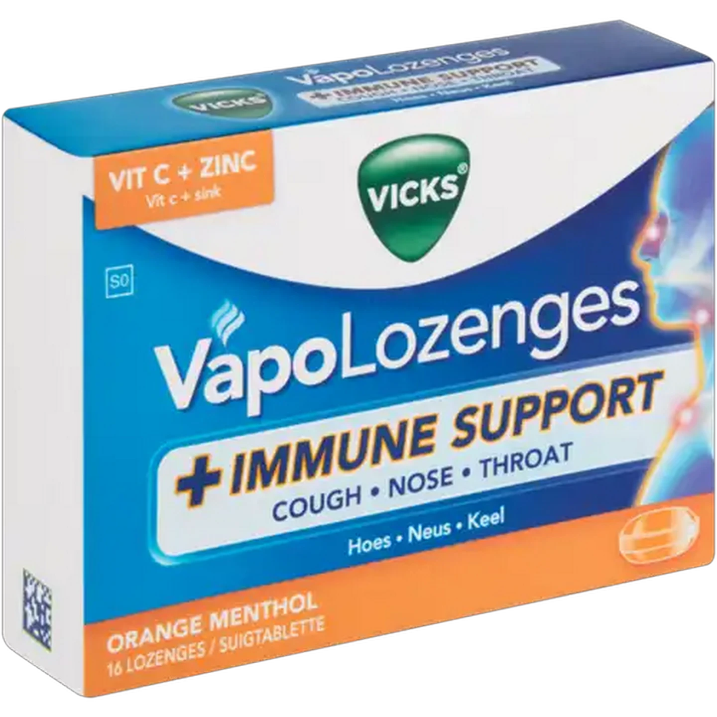 Image of Vicks VapoLozenges Orange Menthol Immune Support Lozenges 16 Pack