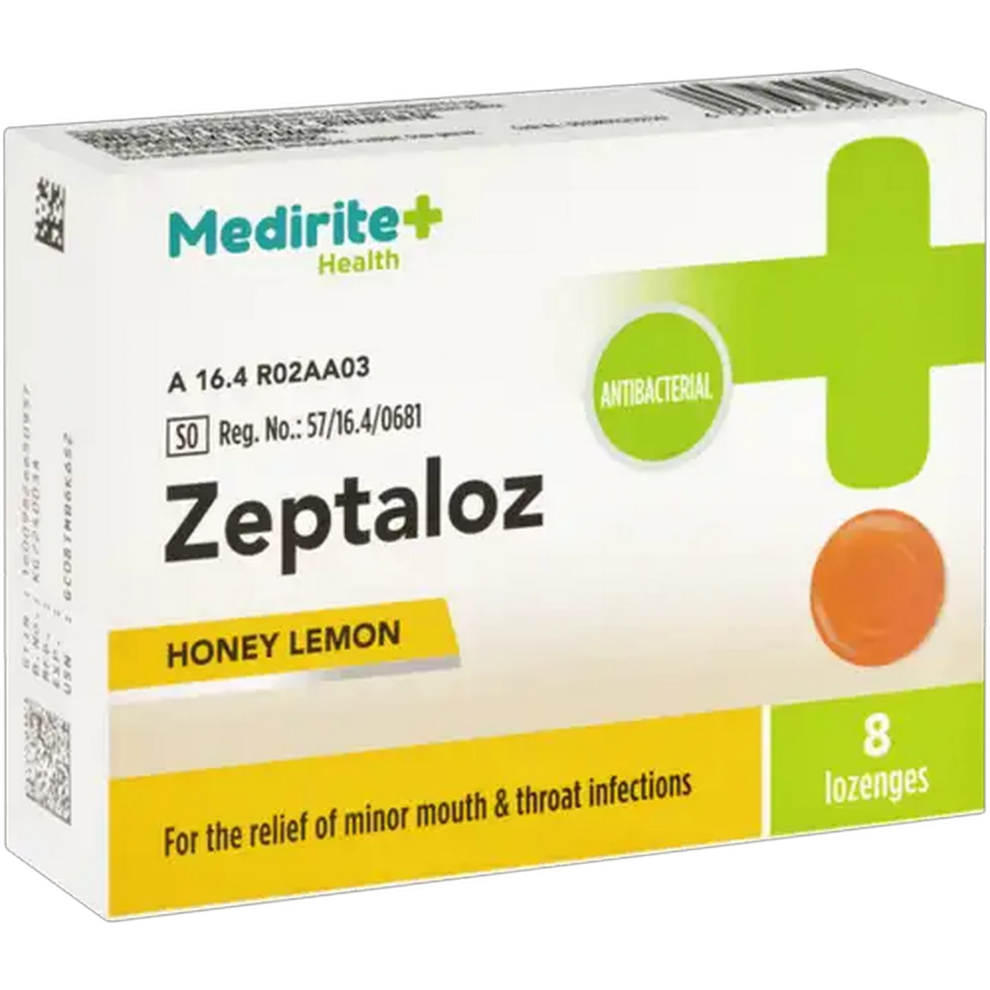 Image of Medirite Honey Lemon Zeptaloz Lozenges 8 Pack