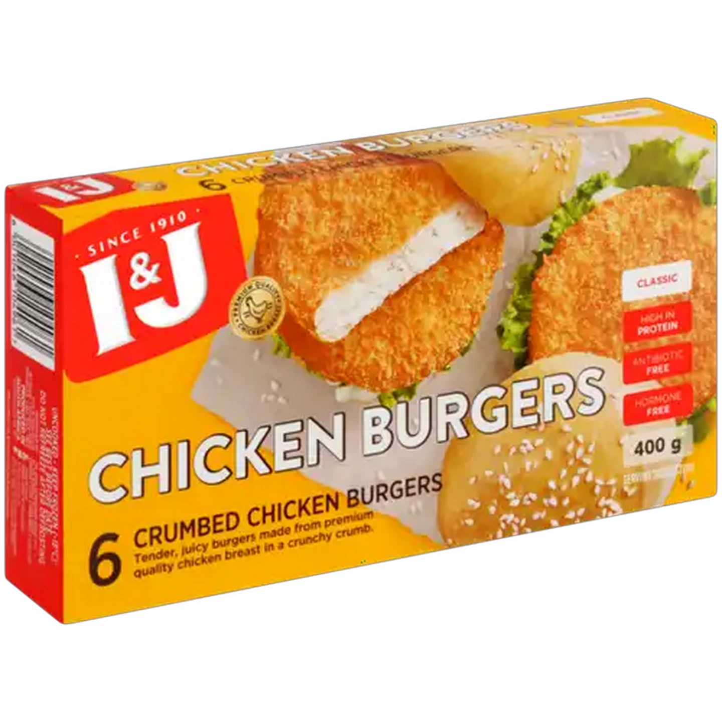 Image of I&J Frozen Crumbed Chicken Breast Burger Patties 400g