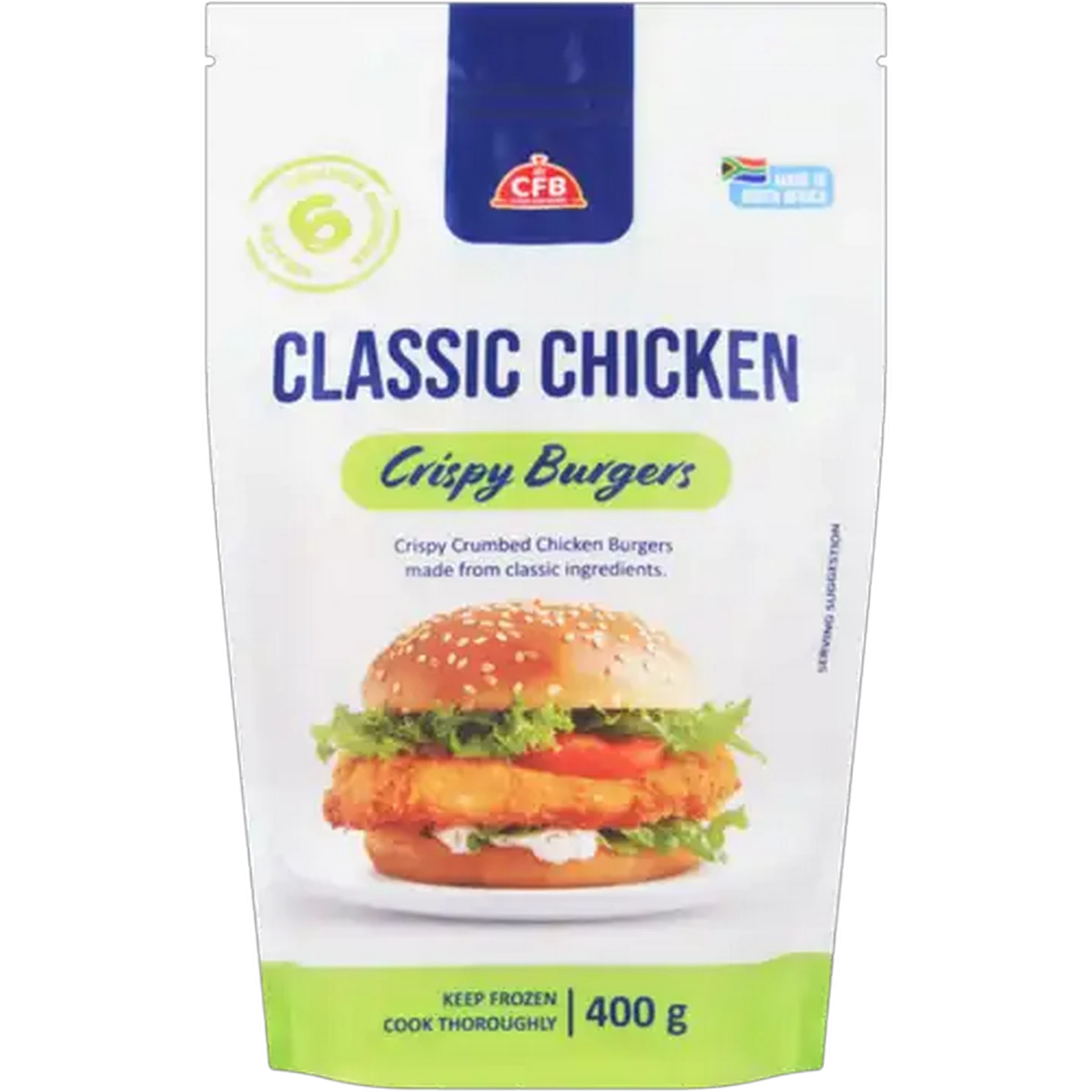 Image of CFB Frozen Classic Chicken Crispy Burgers 6 Pack
