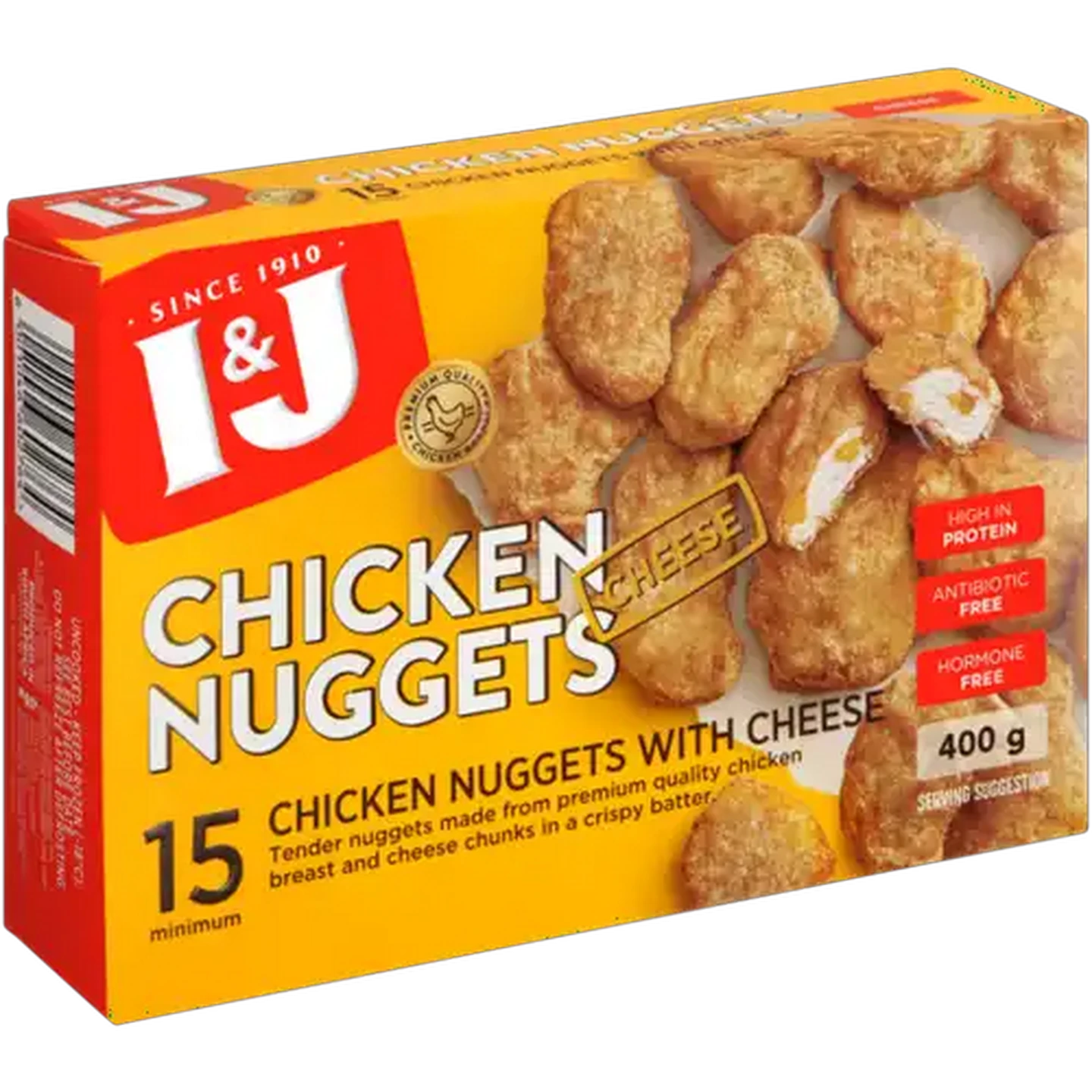 Image of I&J Crispy Frozen Battered Chicken Nuggets With Cheese 400g