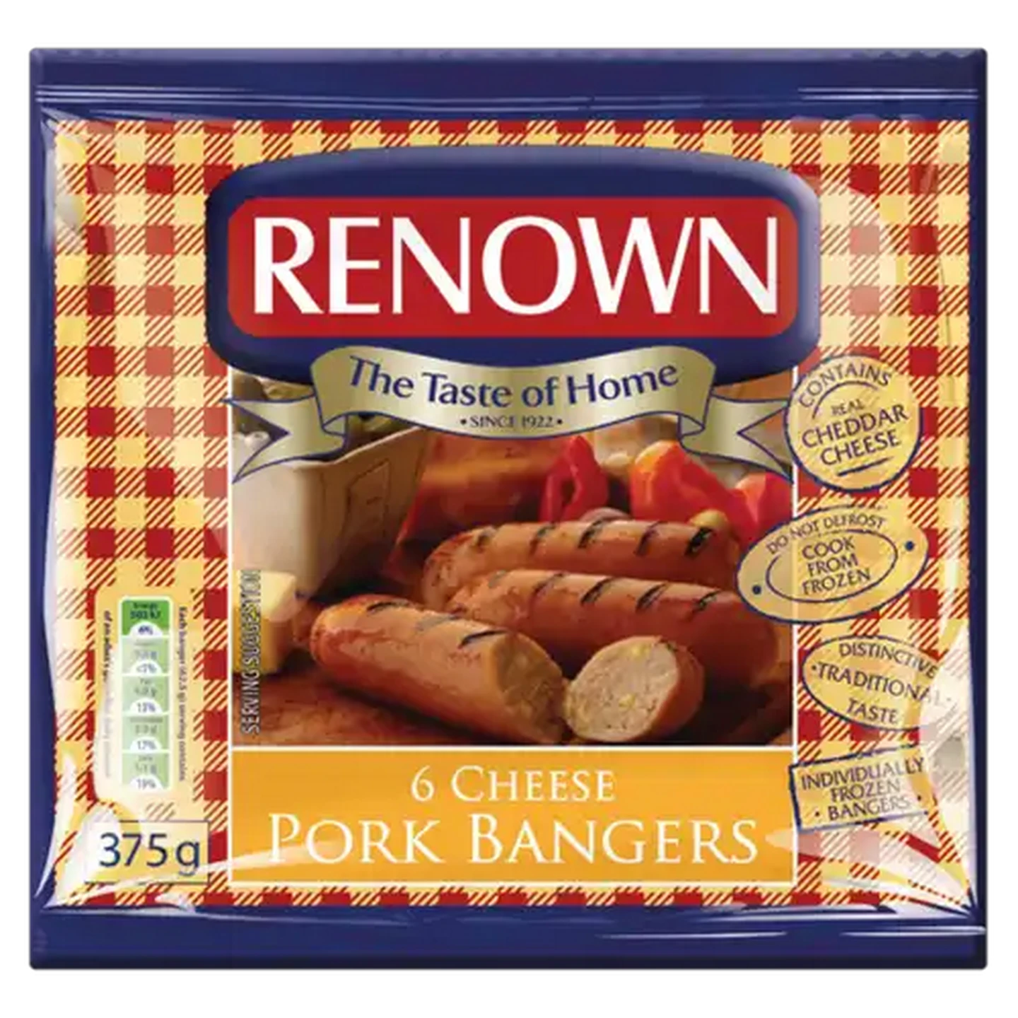 Image of Renown Cheese Pork Bangers 375g