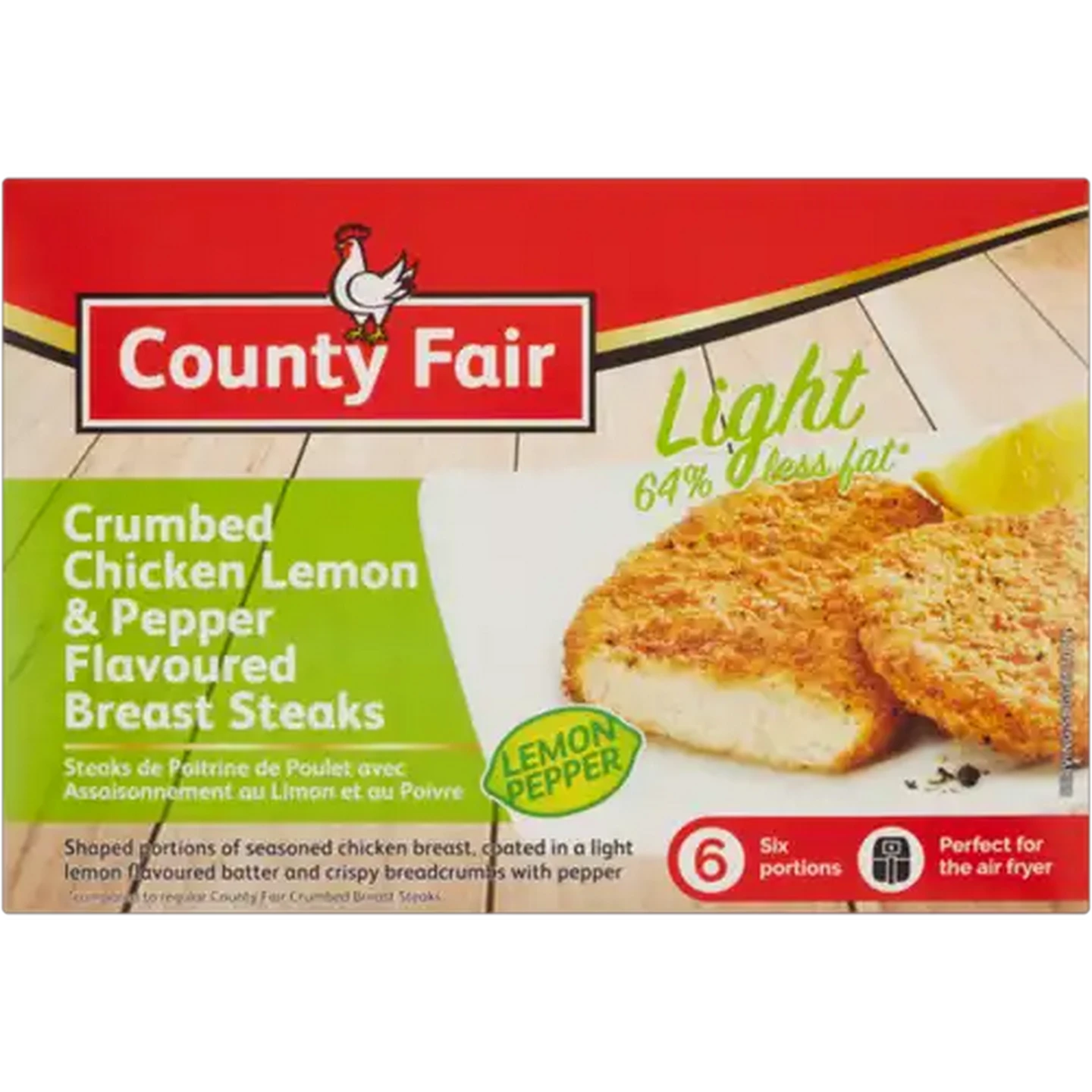 Image of County Fair Light Lemon & Pepper Flavoured Frozen Crumbed Chicken Breast Steaks 420g