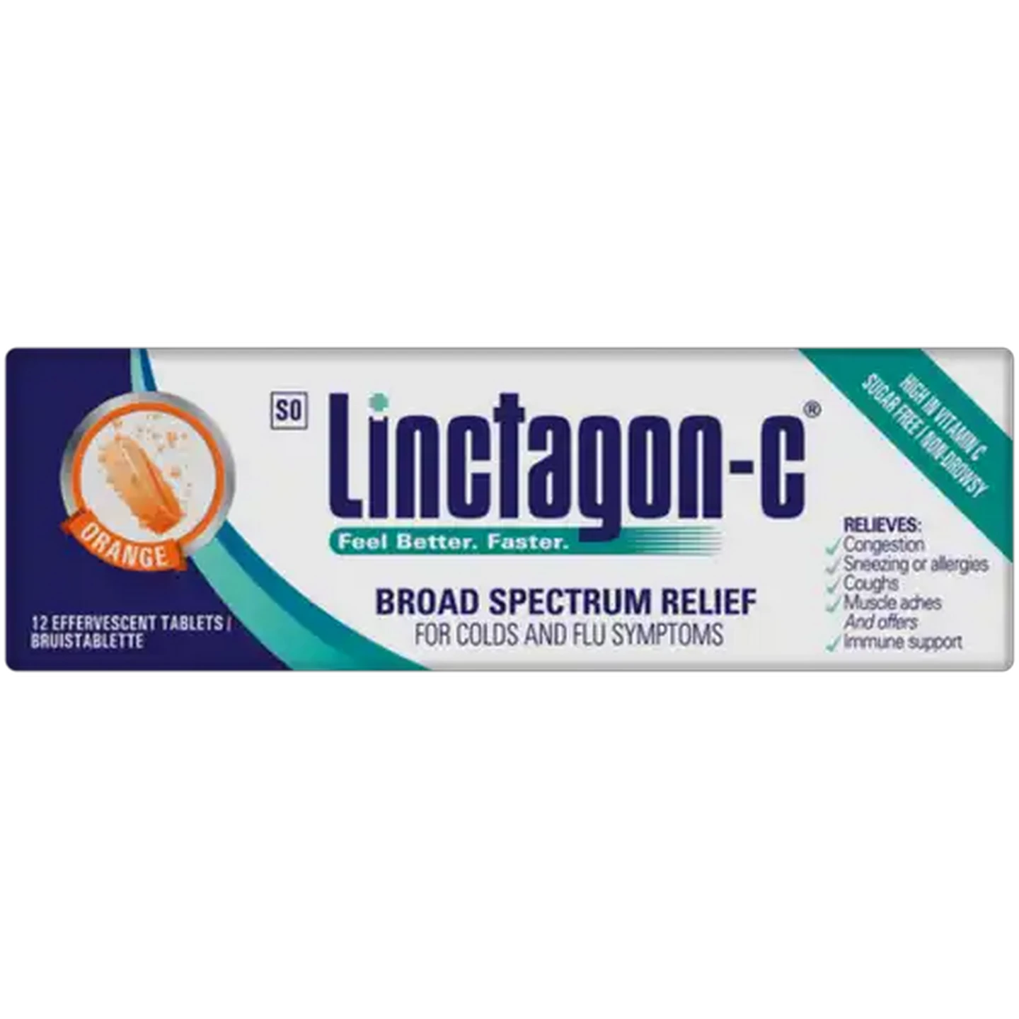 Image of Linctagon-C Orange Flavoured Effervescent Tablets 12 Pack