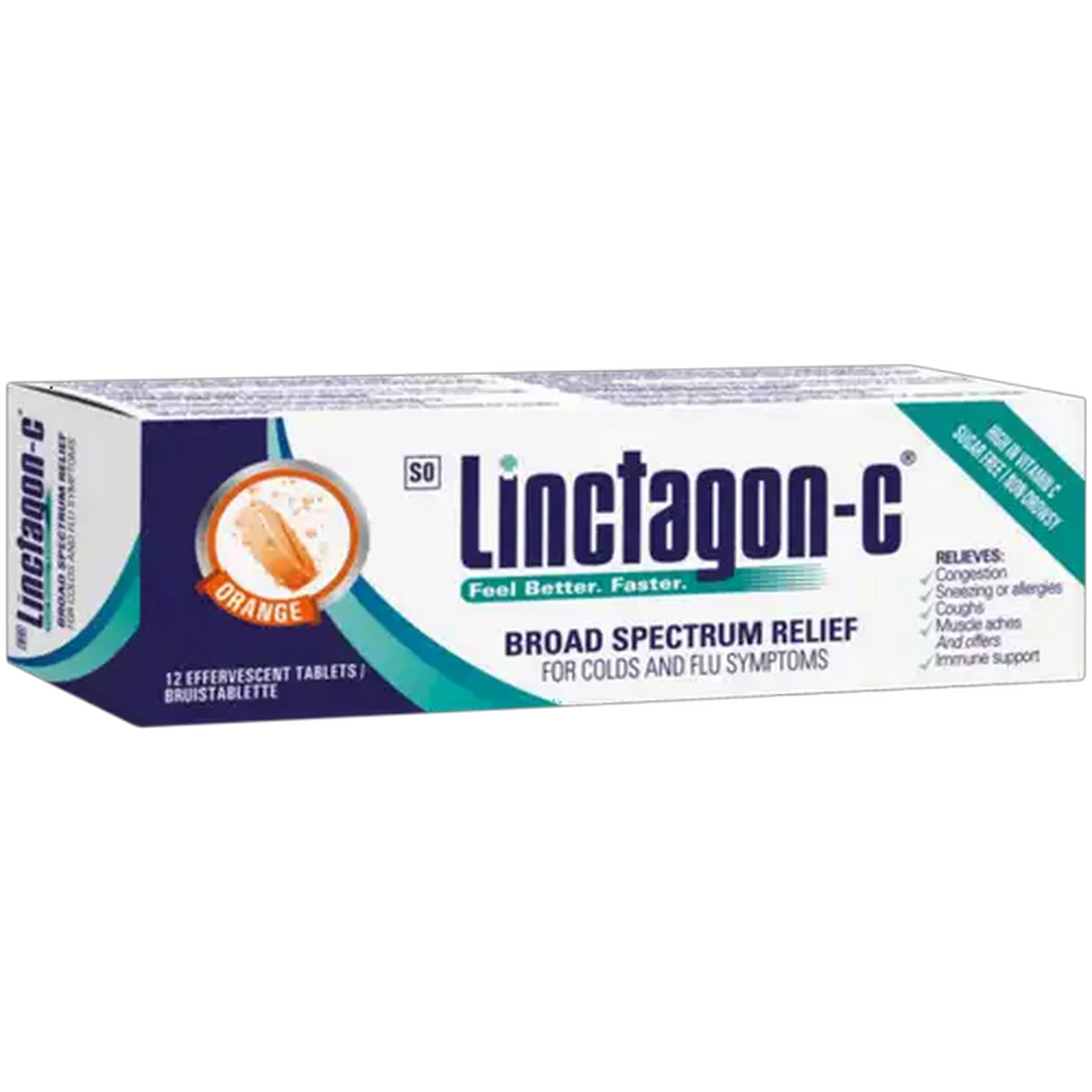 Image of Linctagon-C Orange Flavoured Effervescent Tablets 12 Pack