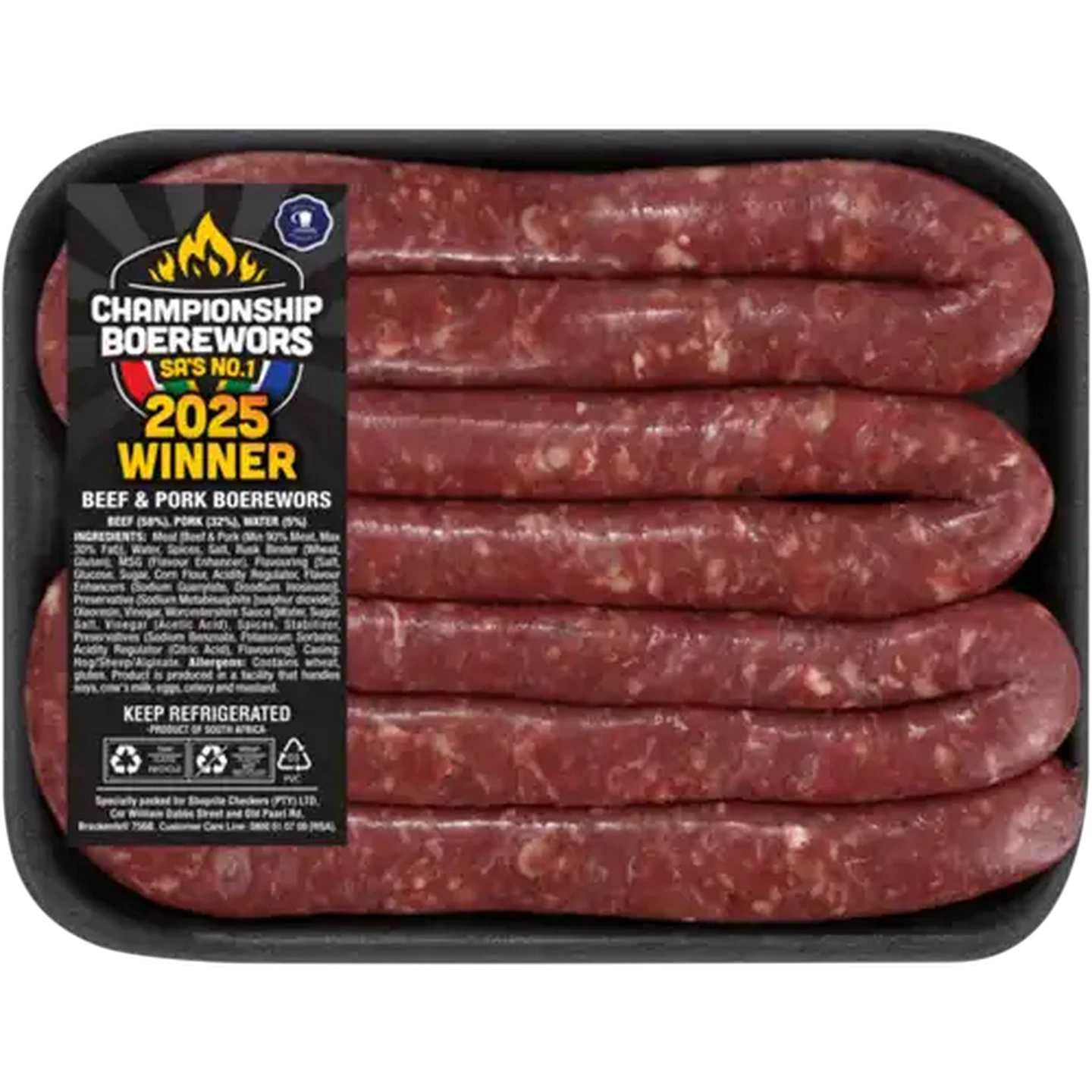 Image of Championship Boerewors 2025 Beef & Pork Thin Boerewors Per KG