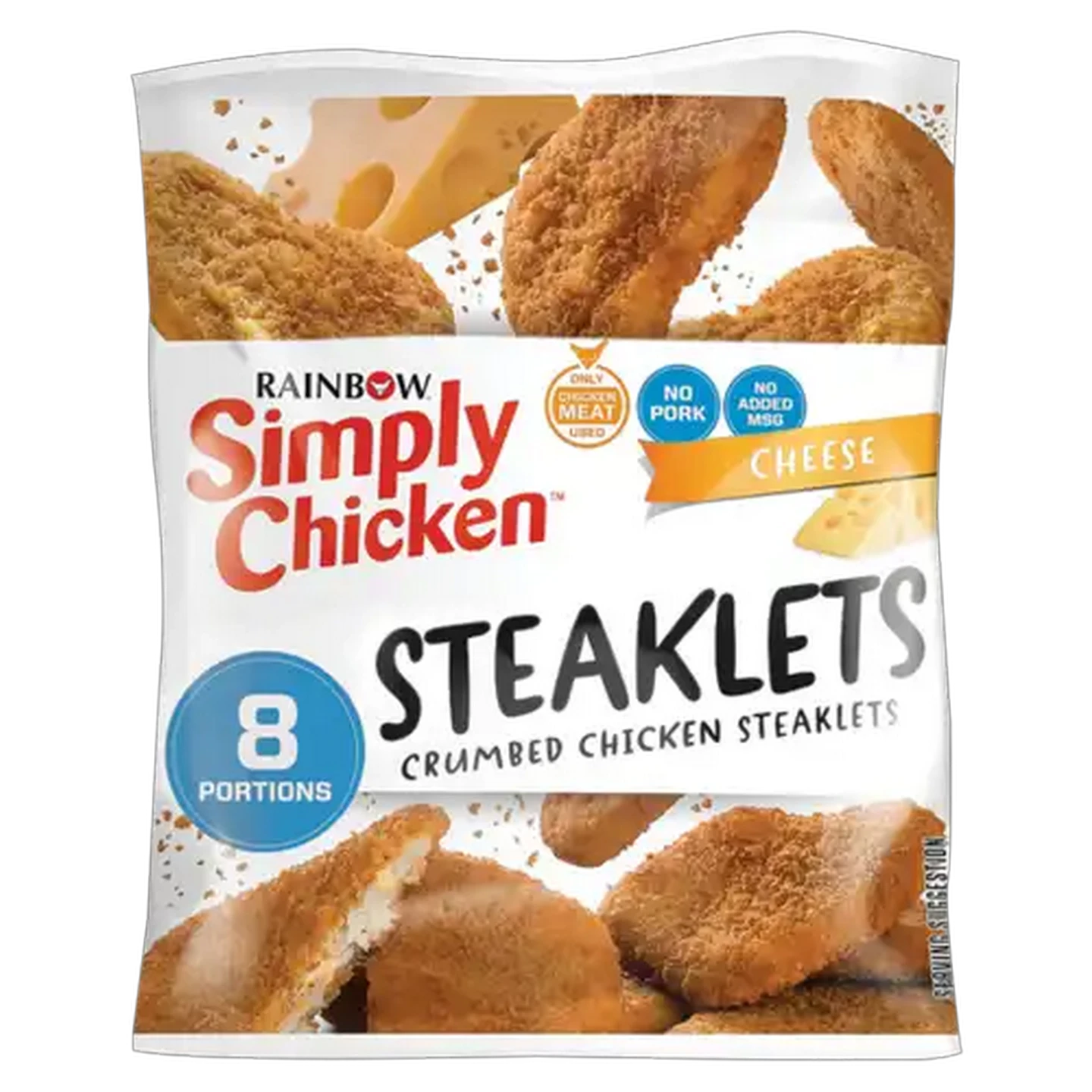 Image of RAINBOW Simply Chicken Frozen Crumbed Chicken Steaklets With Cheese 520g
