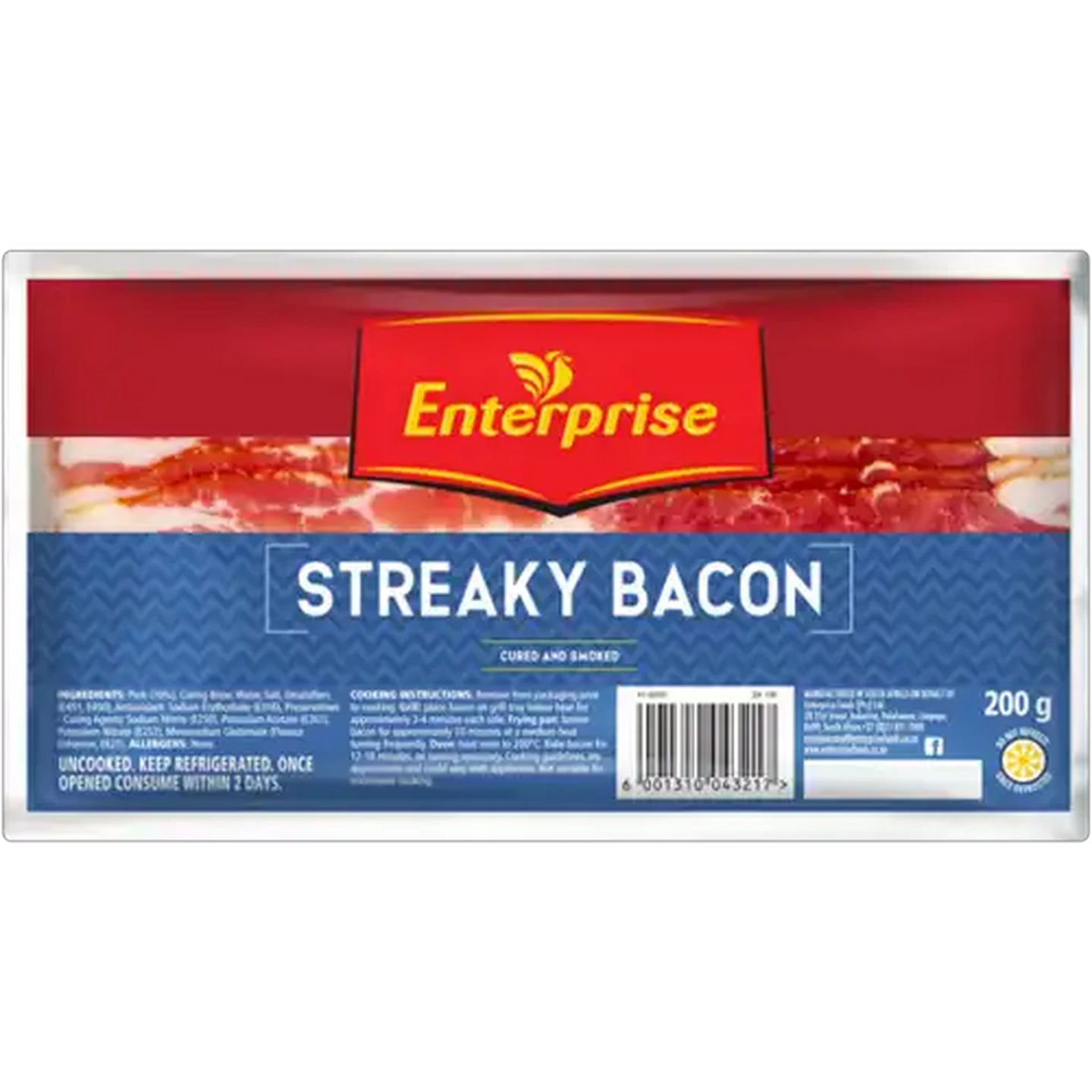 Image of Enterprise Cured & Smoked Streaky Back Bacon 200g