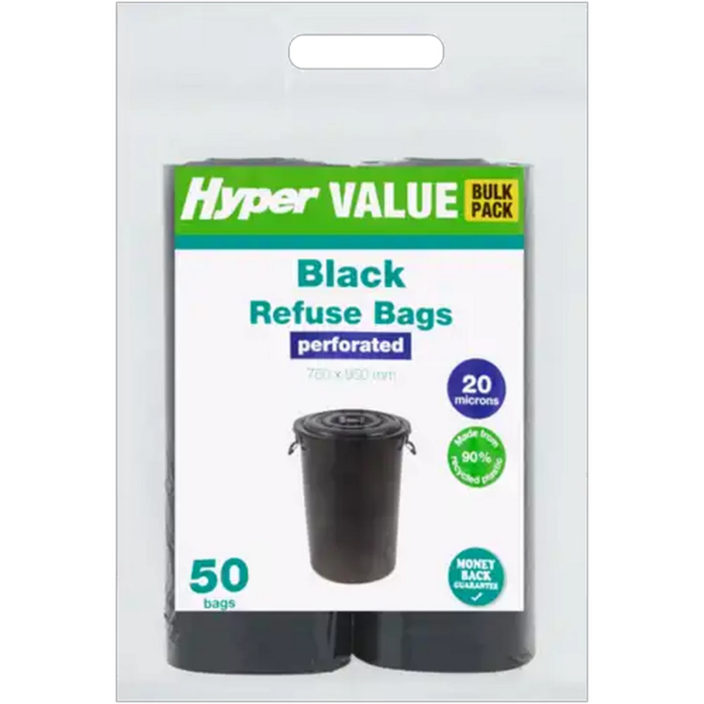 Image of Hyper Value Black Refuse Bags 50-Pack