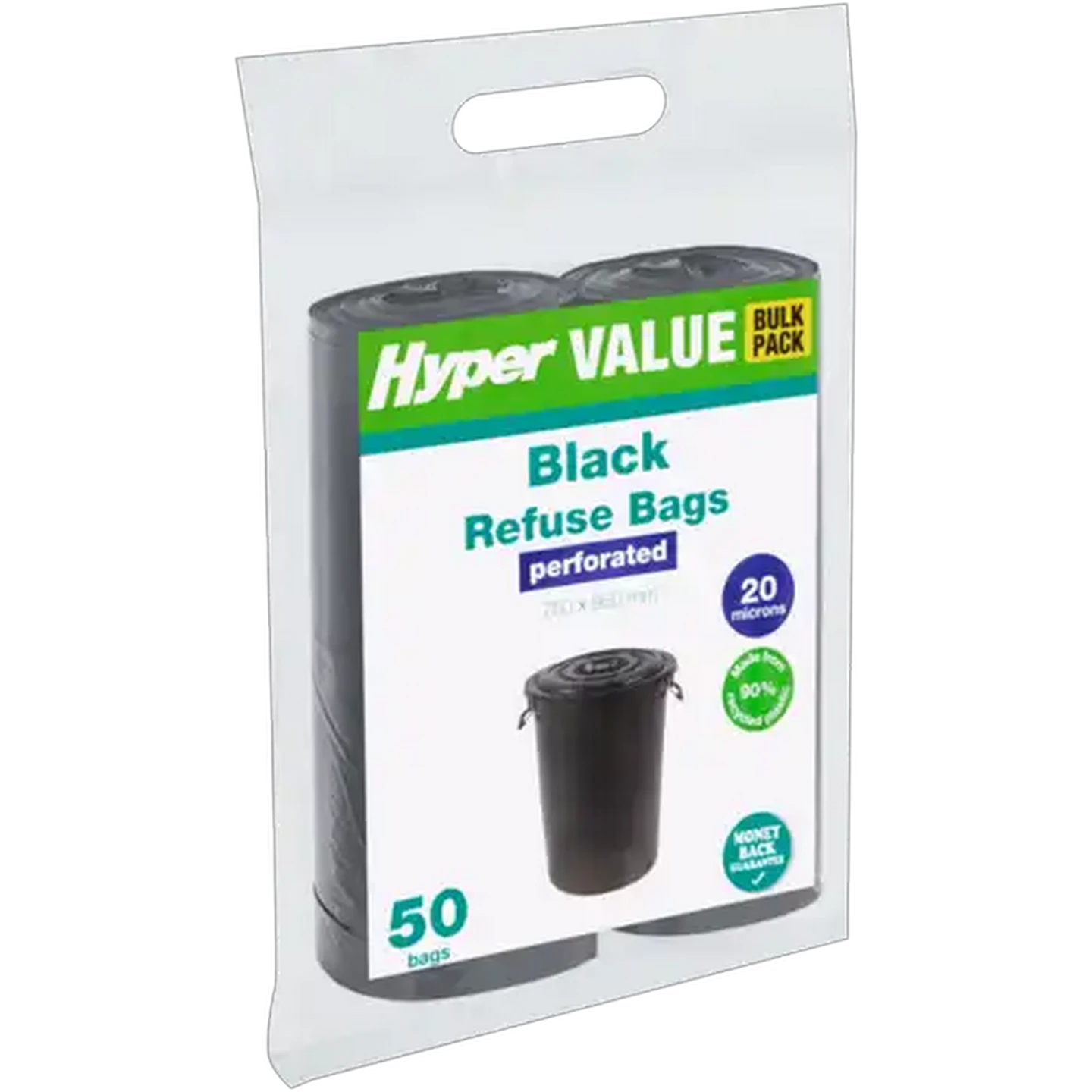 Image of Hyper Value Black Refuse Bags 50-Pack