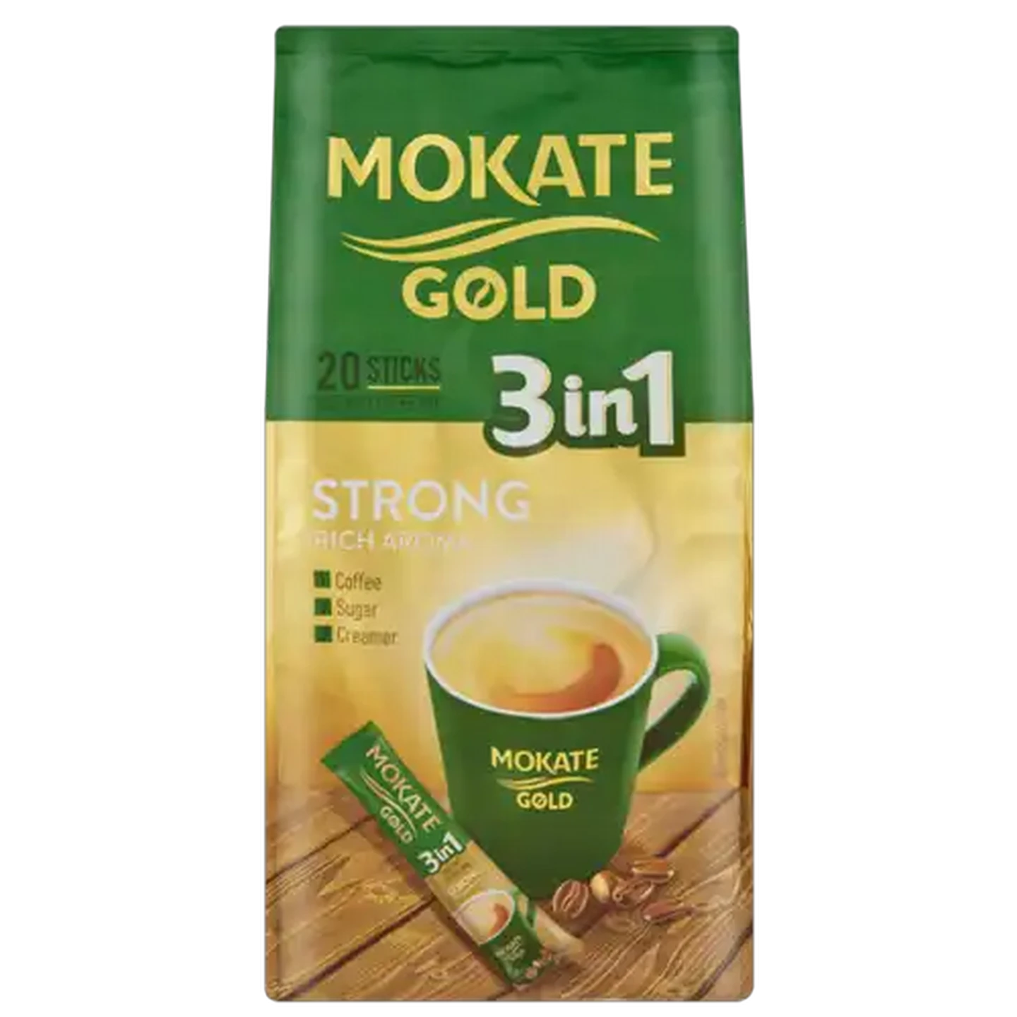 Image of Mokate Gold 3-In-1 Strong Instant Coffee Sticks 20 Pack