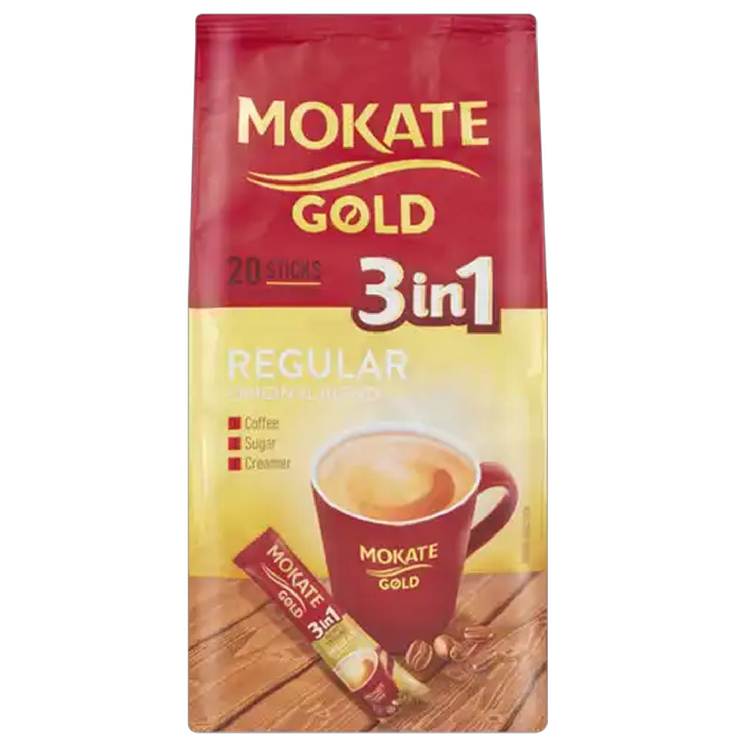 Image of Mokate Gold 3-In-1 Regular Instant Coffee Sticks 20 Pack