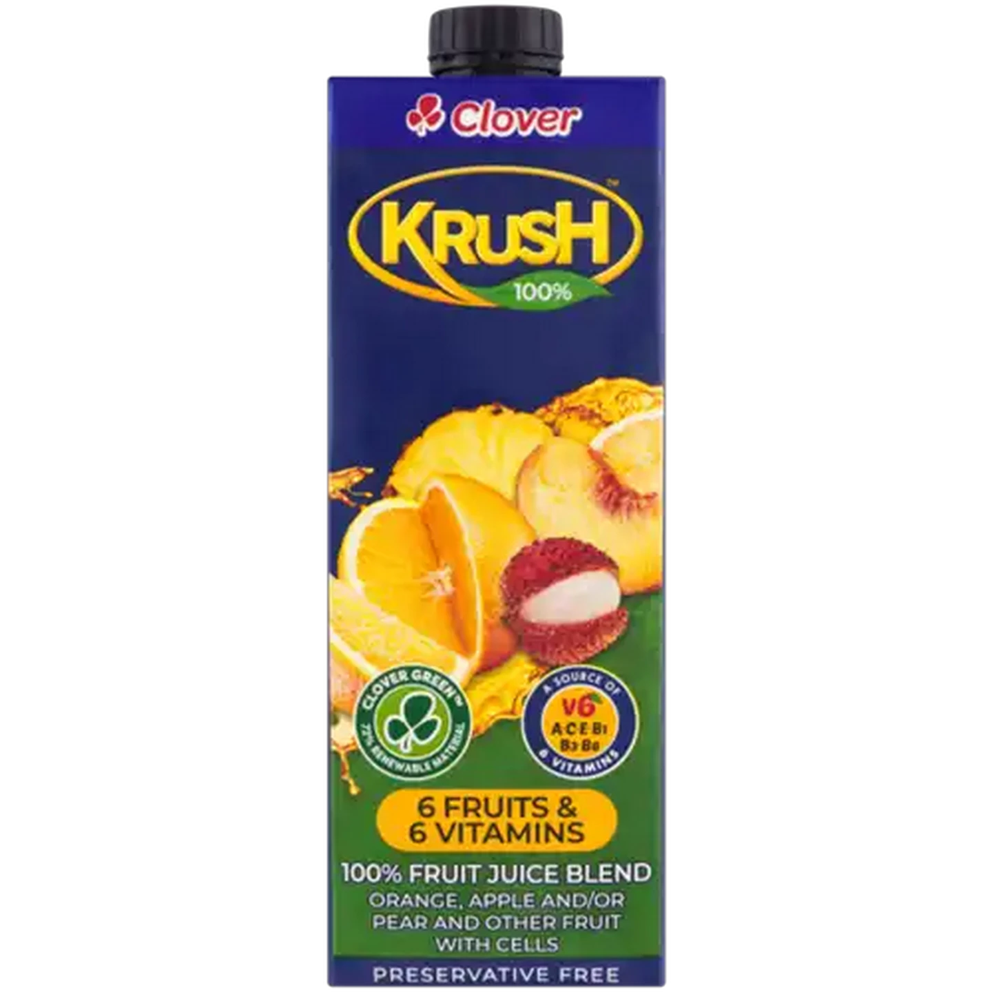 Image of Krush 100% 6 Fruits & 6 Vitamins Fruit Juice Blend With Cells 1L