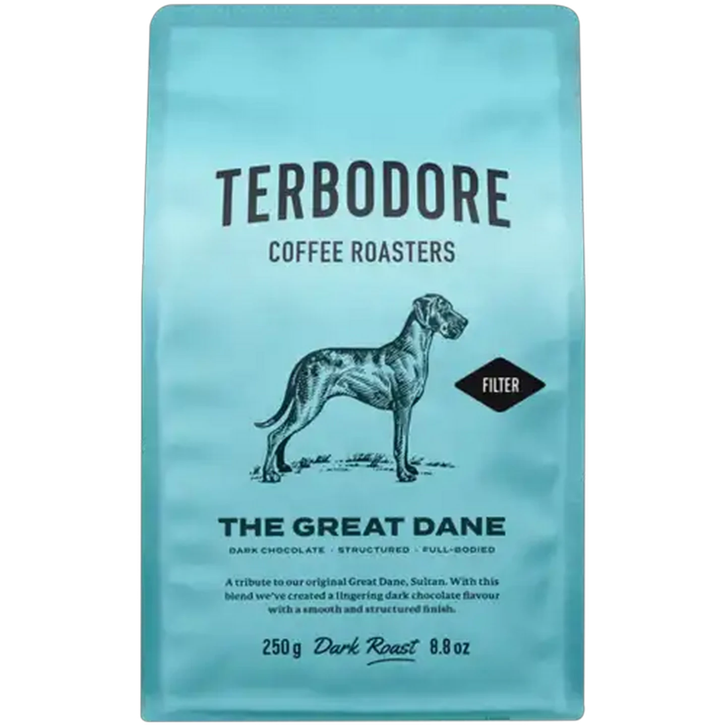Image of Terbodore The Great Dane Dark Roast Ground Coffee 250g