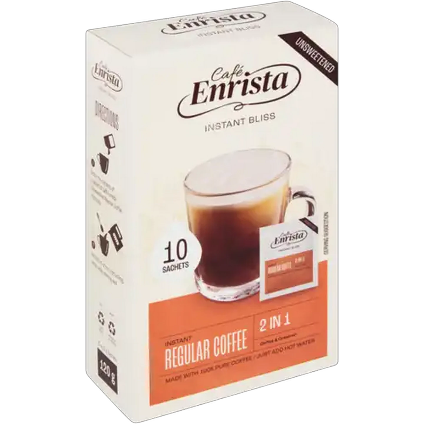 Image of Café Enrista 2-in-1 Unsweetened Instant Regular Coffee 10 x 12g