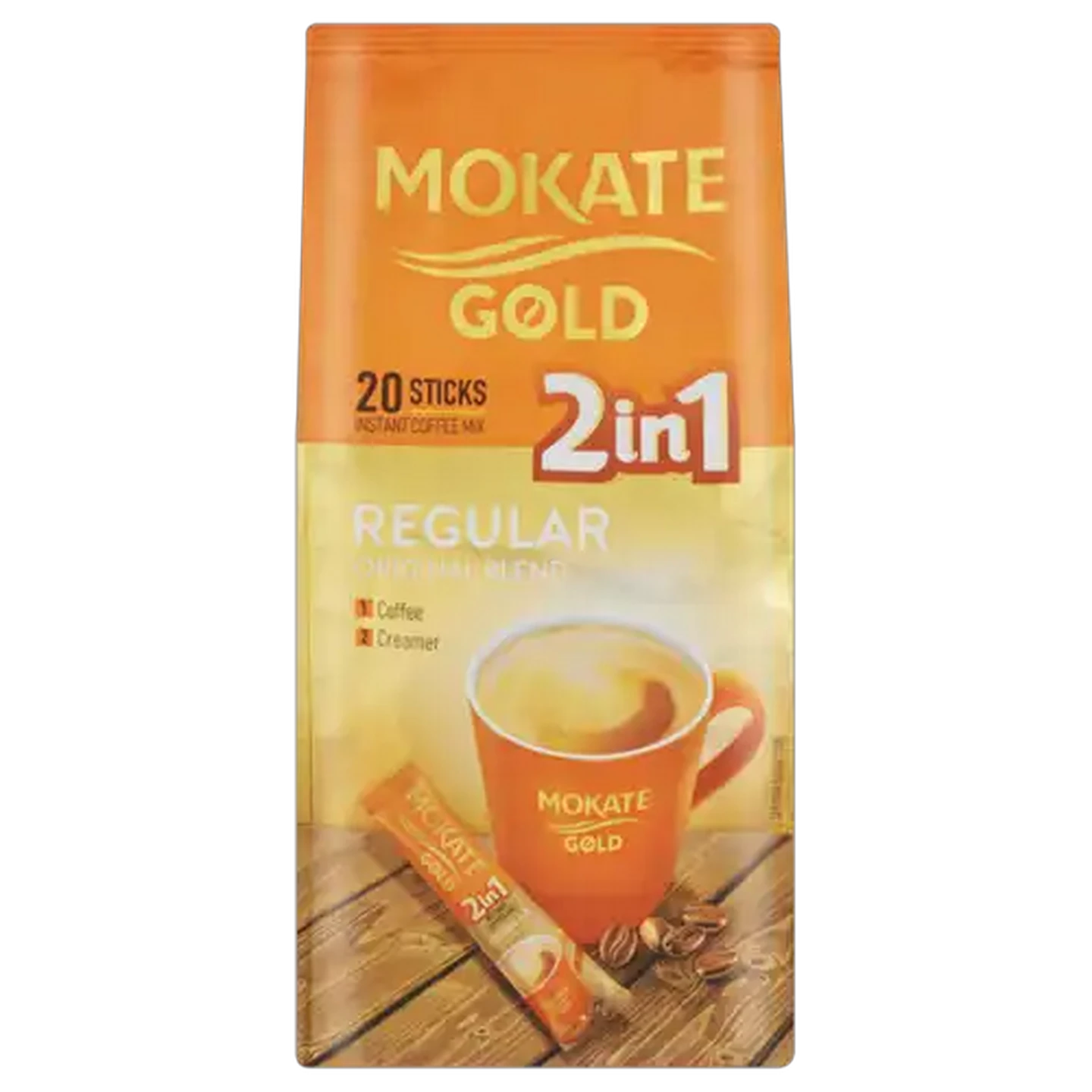 Image of Mokate Gold 2-In-1 Regular Coffee Sticks 20 Pack