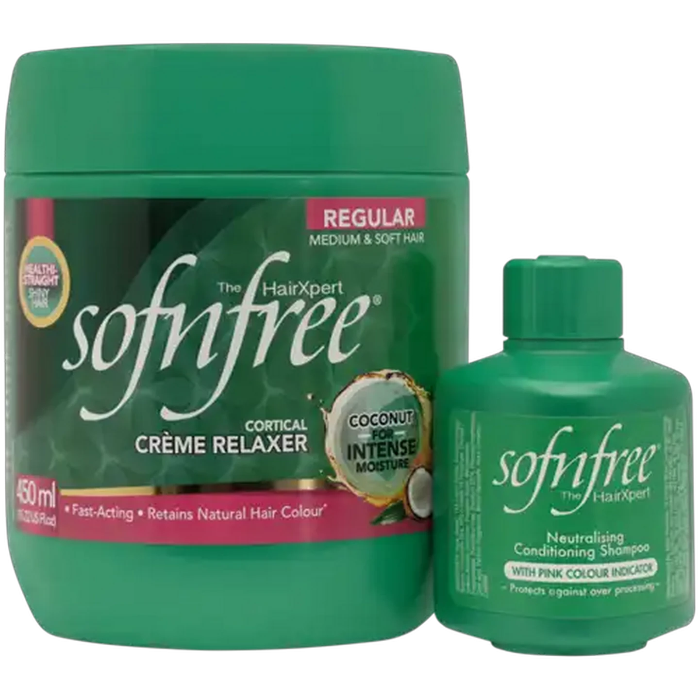 Image of Sofnfree Cortical Crème Relaxer Regular 450ml & Neutralising Condtioning Shampoo