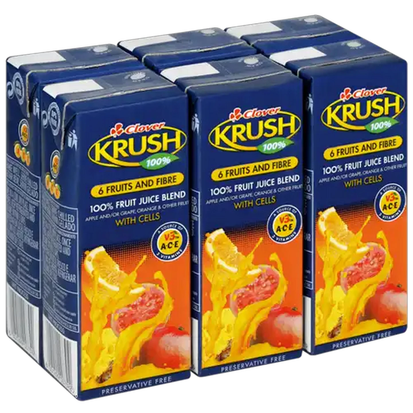 Image of Krush 6 Fruits & Fibre 100% Fruit Juice Blend Boxes 6 x 200ml