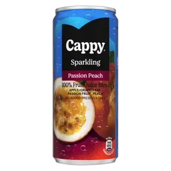 Cappy Sparkling Passion Peach Juice Can 300ml