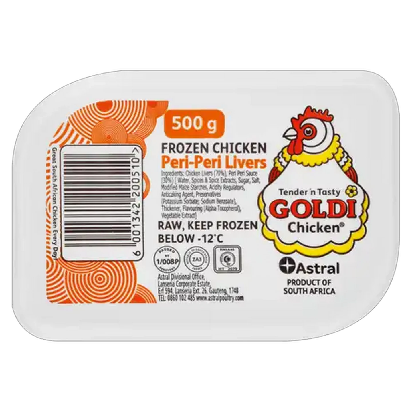 Image of Goldi Chicken Frozen Peri Peri Chicken Livers 500g