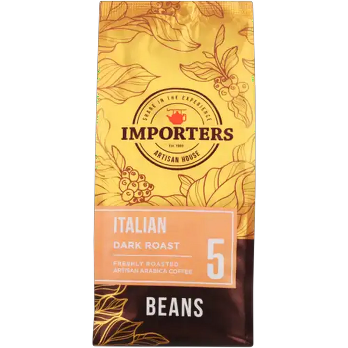 Image of Importers Italian 5 Strength Dark Roast Arabica Coffee Beans 250g