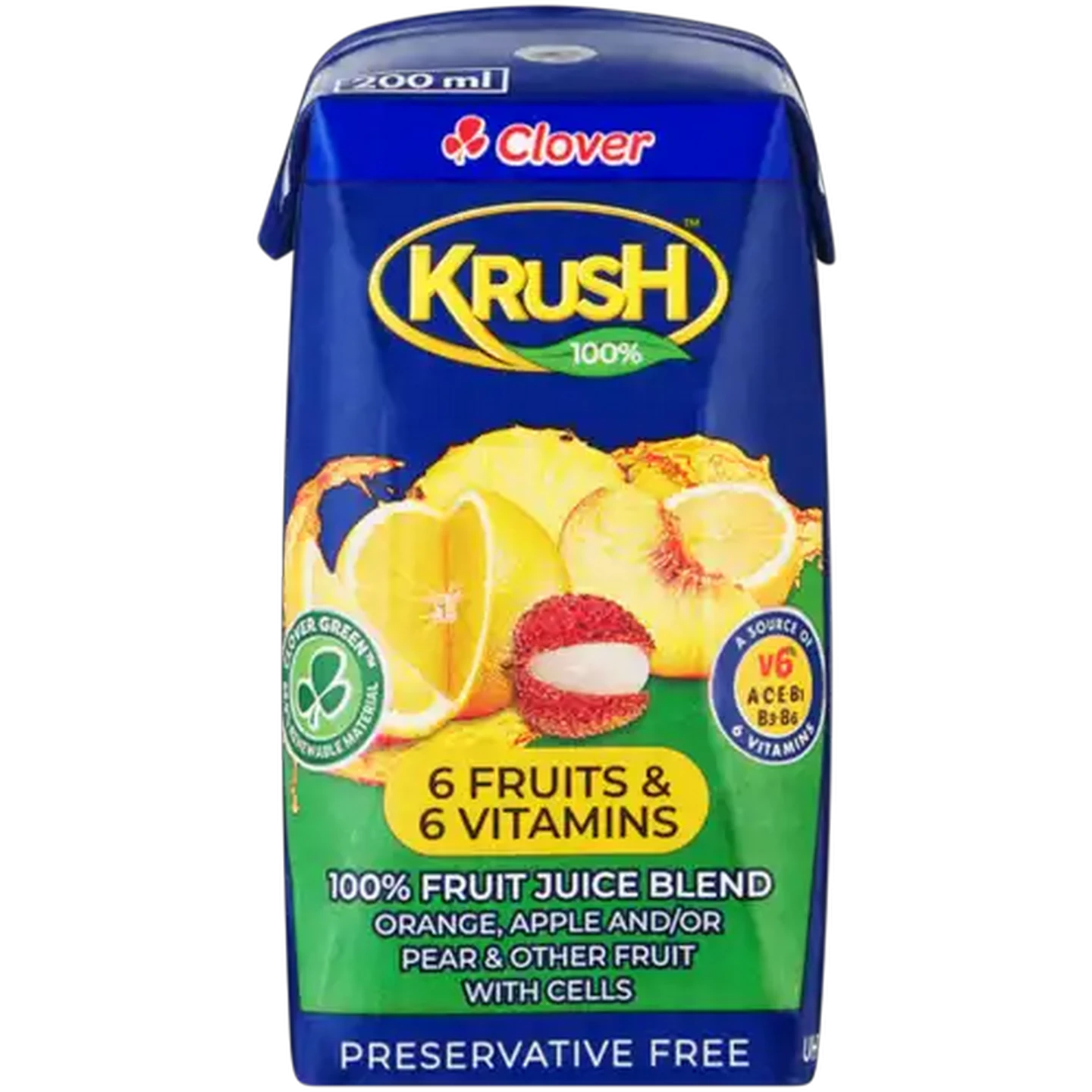 Image of Krush 6 Fruits & 6 Vitamins 100% Fruit Juice Blend 200ml
