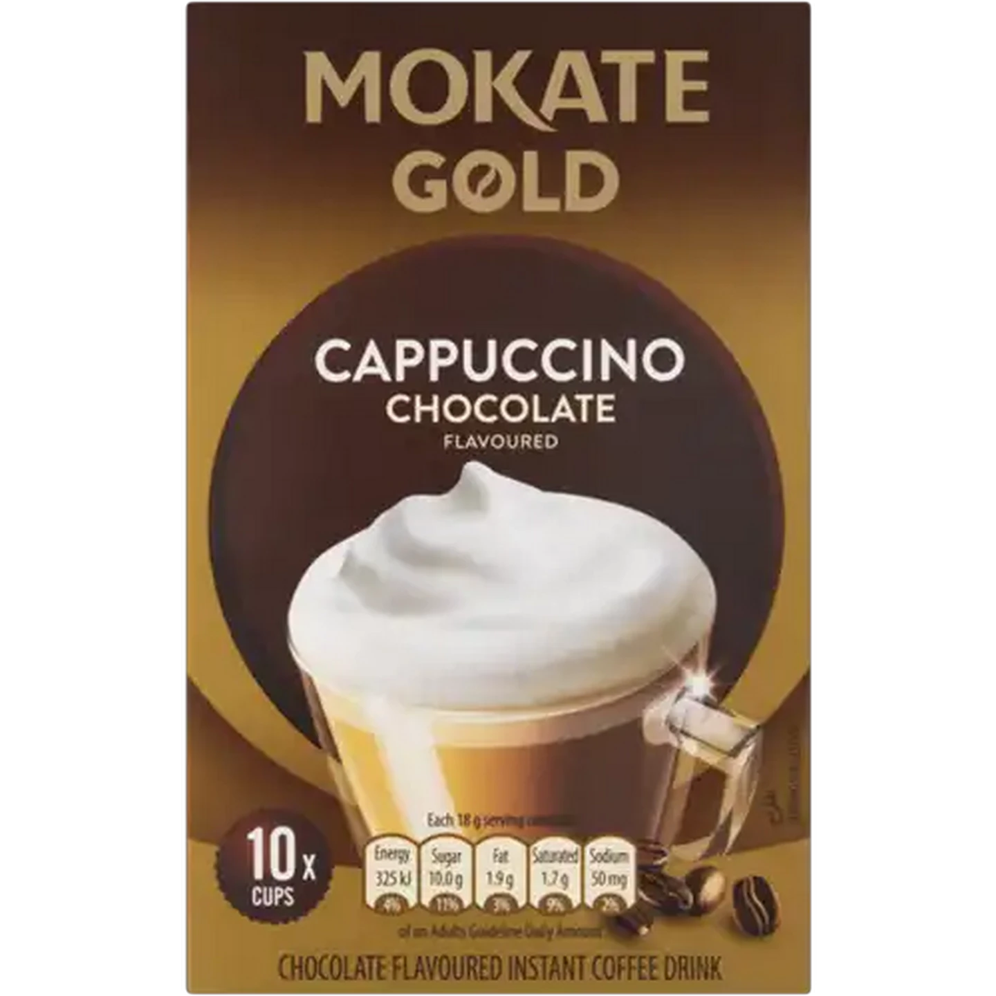 Image of Mokate Gold Chocolate Flavoured Instant Cappuccino Sticks 10 Pack