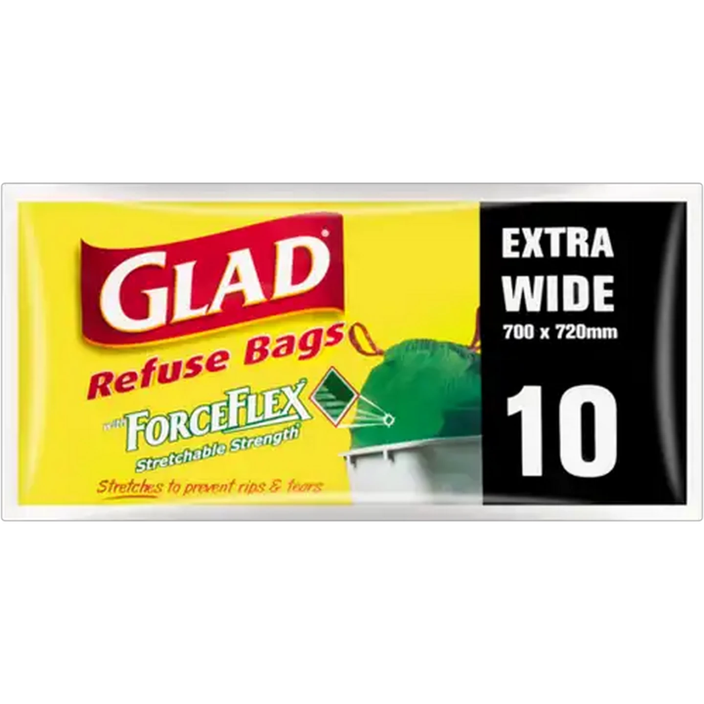 Image of Glad ForceFlex Stretchable Strength Extra Wide Refuse Bags 10 Pack