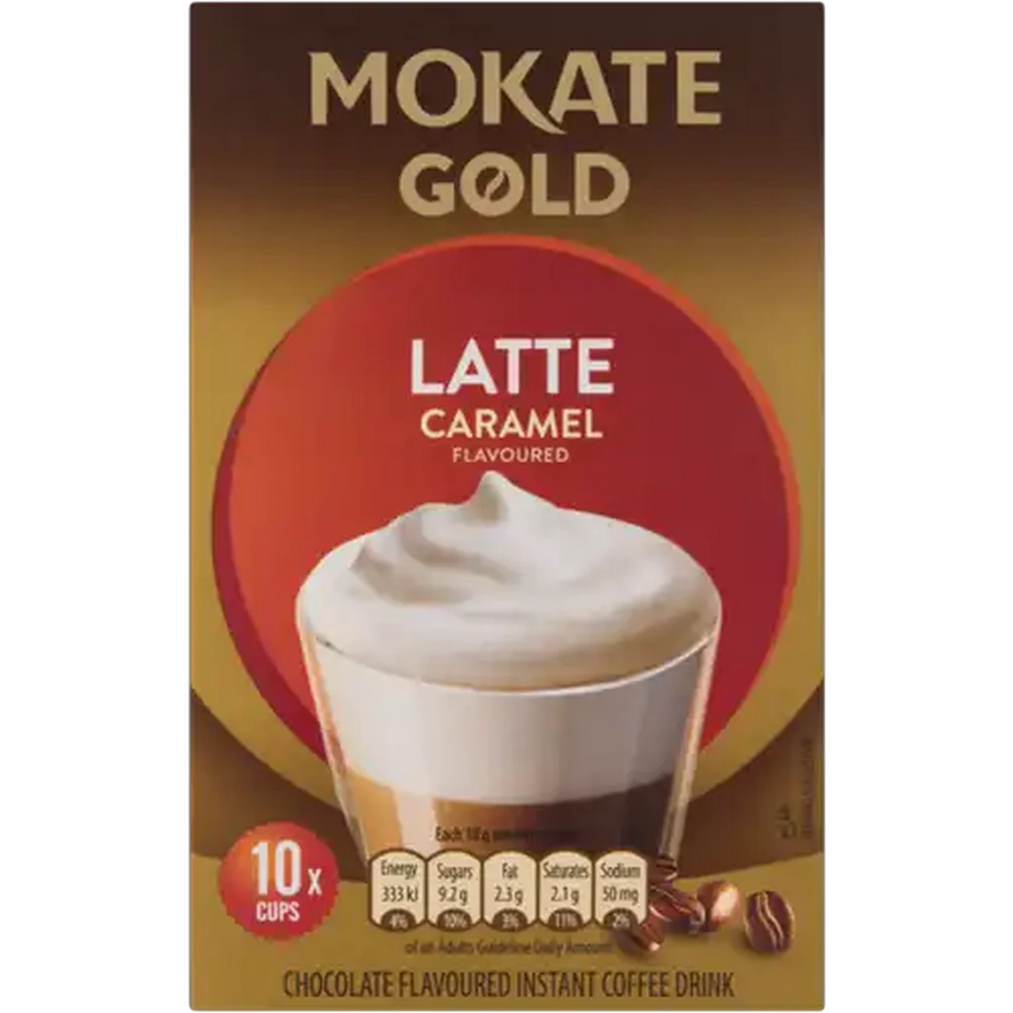 Image of Mokate Gold Caramel Latte Instant Coffee Sticks 10 Pack