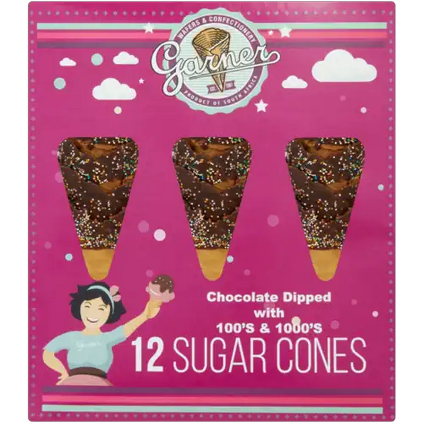 Image of Garner Chocolate Dipped Sugar Cones 12 Pack