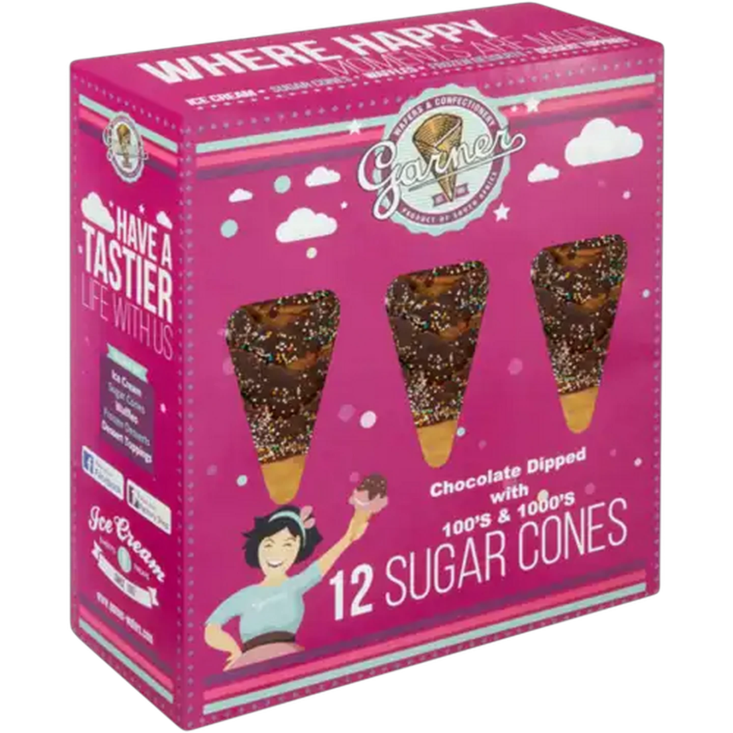 Image of Garner Chocolate Dipped Sugar Cones 12 Pack