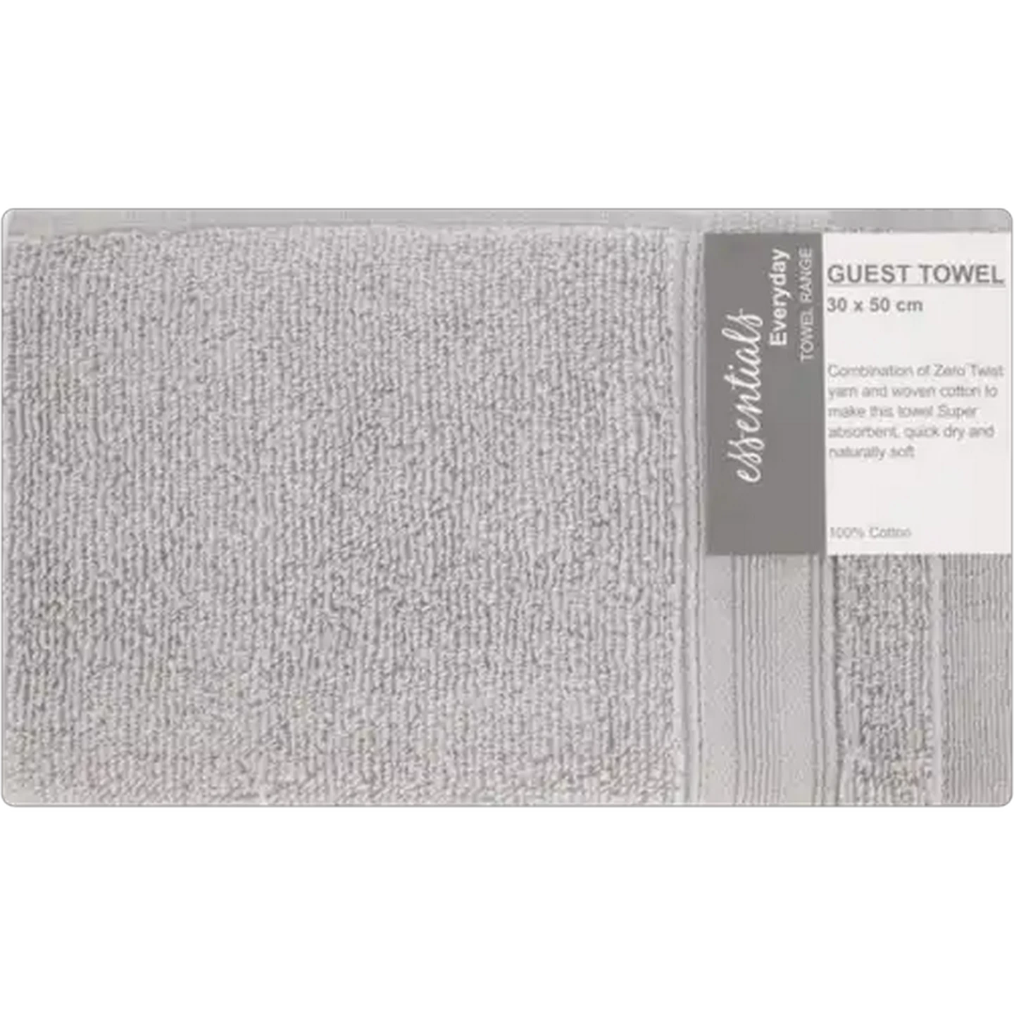 Image of Essentials Duet Grey Guest Towel 30 x 50cm