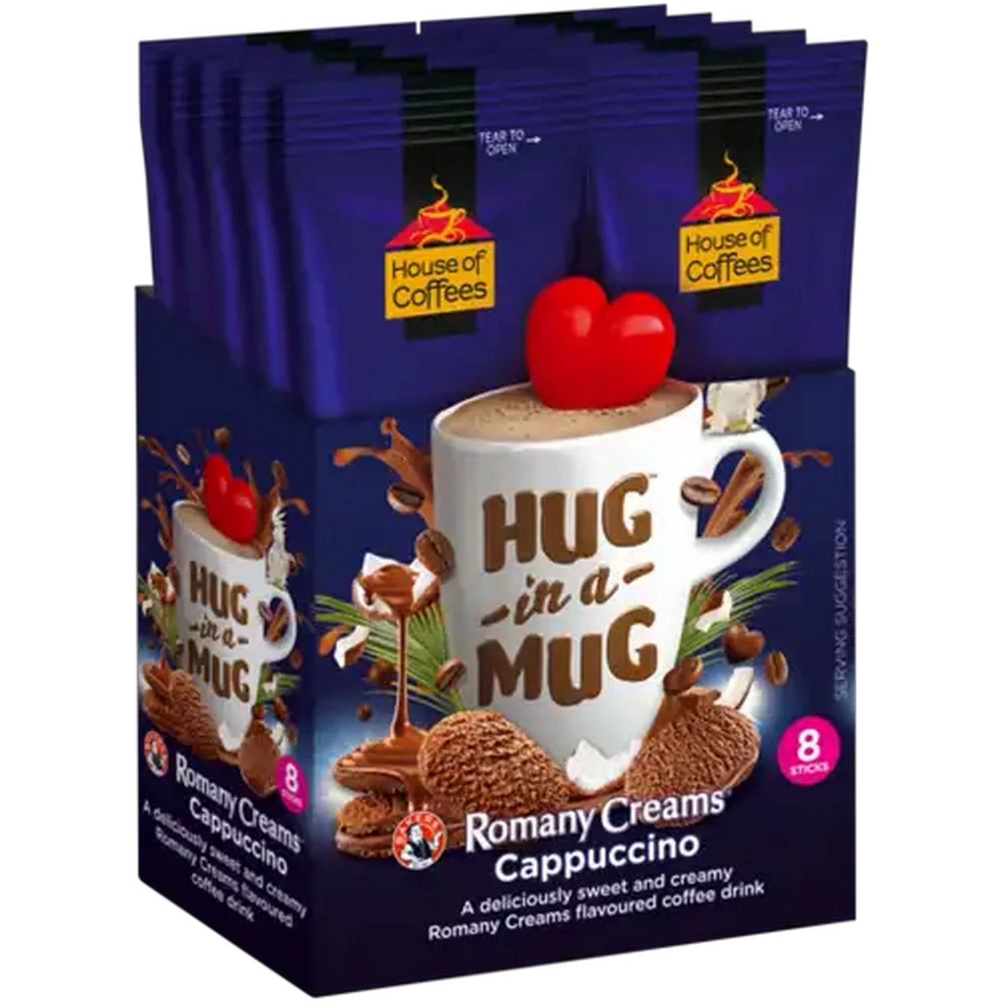 Image of House of Coffees HUG in a MUG Romany Creams Cappuccino 24g