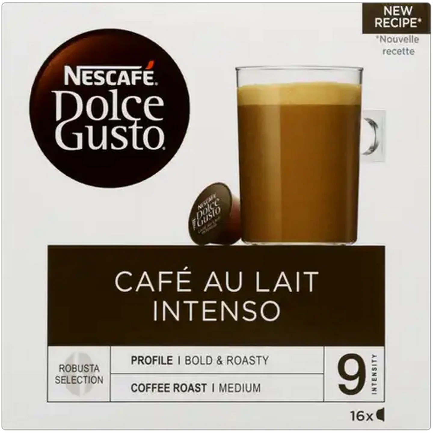 Image of NESCAFÉ Dolce Gusto Café Au Lait Intenso 9 Medium Coffee Roast Caps 16 Pack