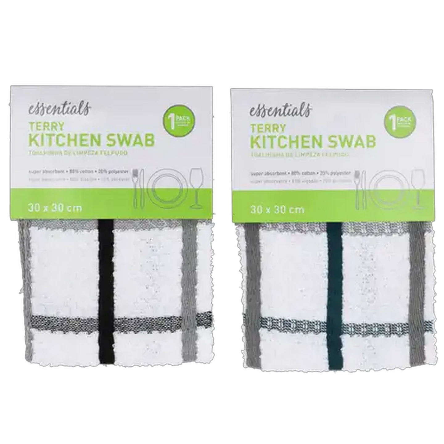 Image of Essentials Monocheck Terry Kitchen Swab 30 x 30cm (Colour May Vary)