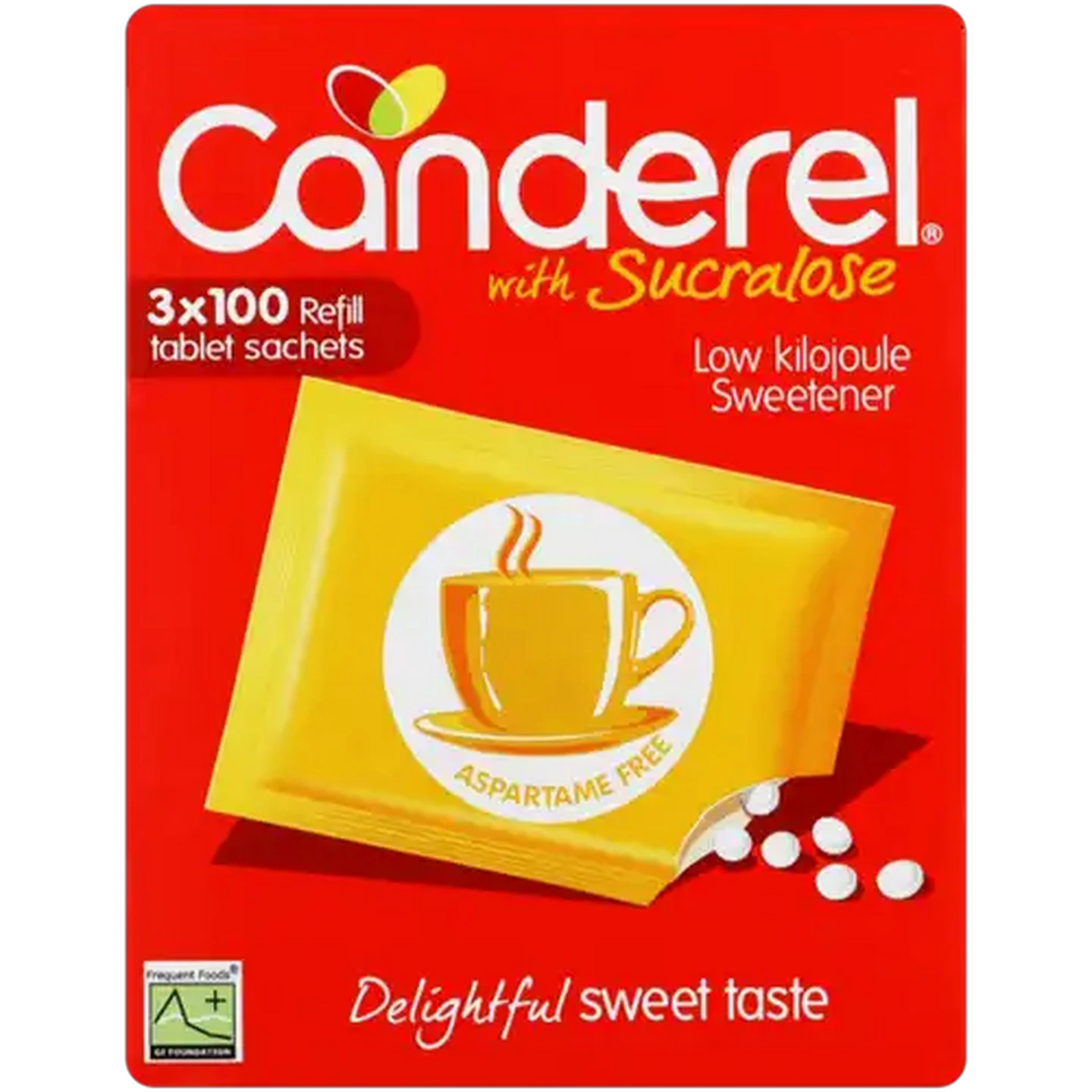 Image of Canderel Sucralose Low Kilojoule Sweetener Refill Tablet Sachets 3 x 100 Pack