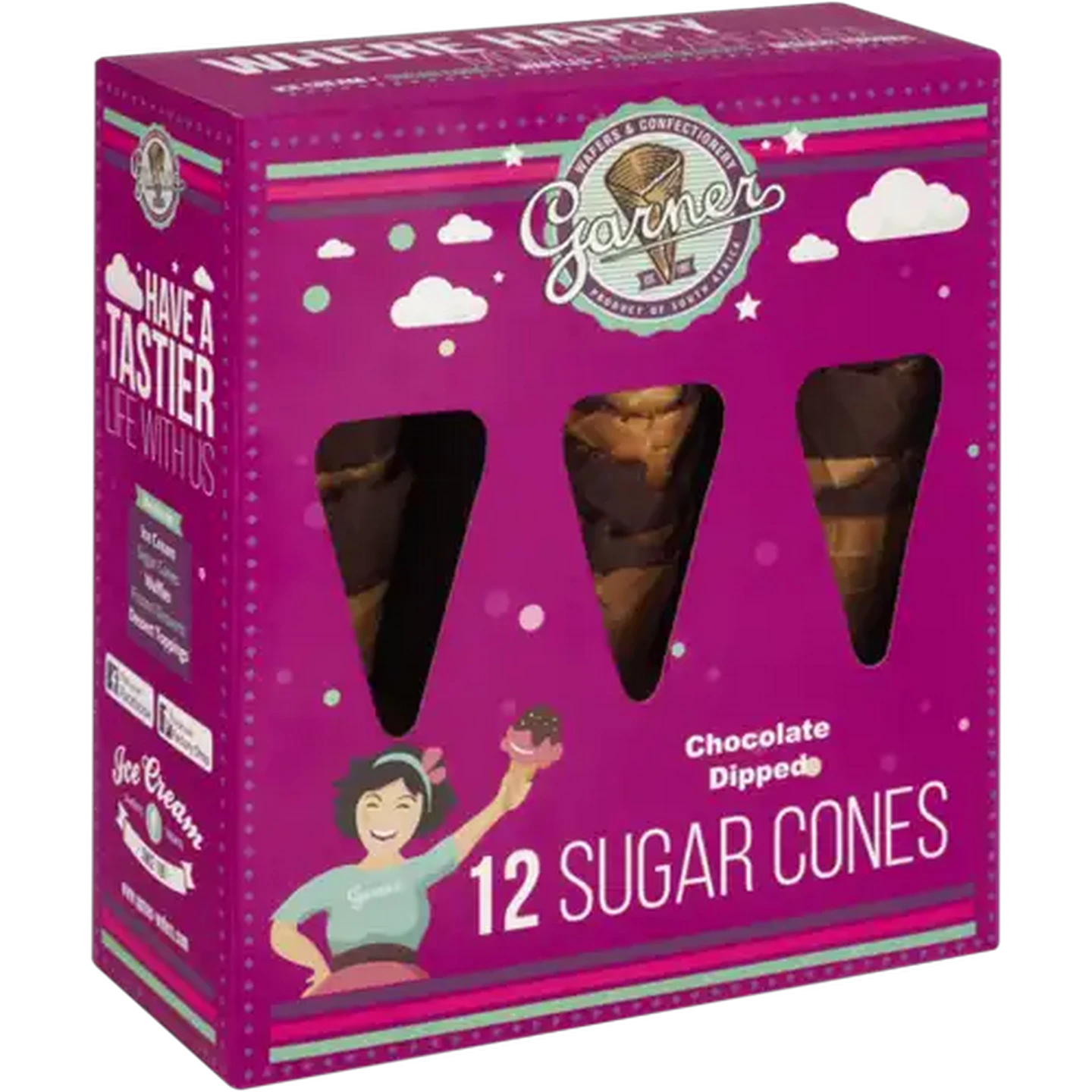 Image of Garner Chocolate Dipped Sugar Cones 12 Pack