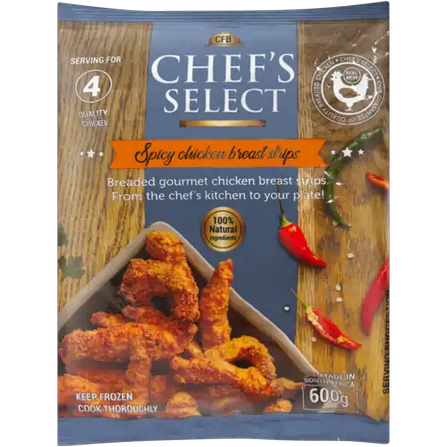 Image of Chef's Select Frozen Spicy Chicken Breast Strips 600g