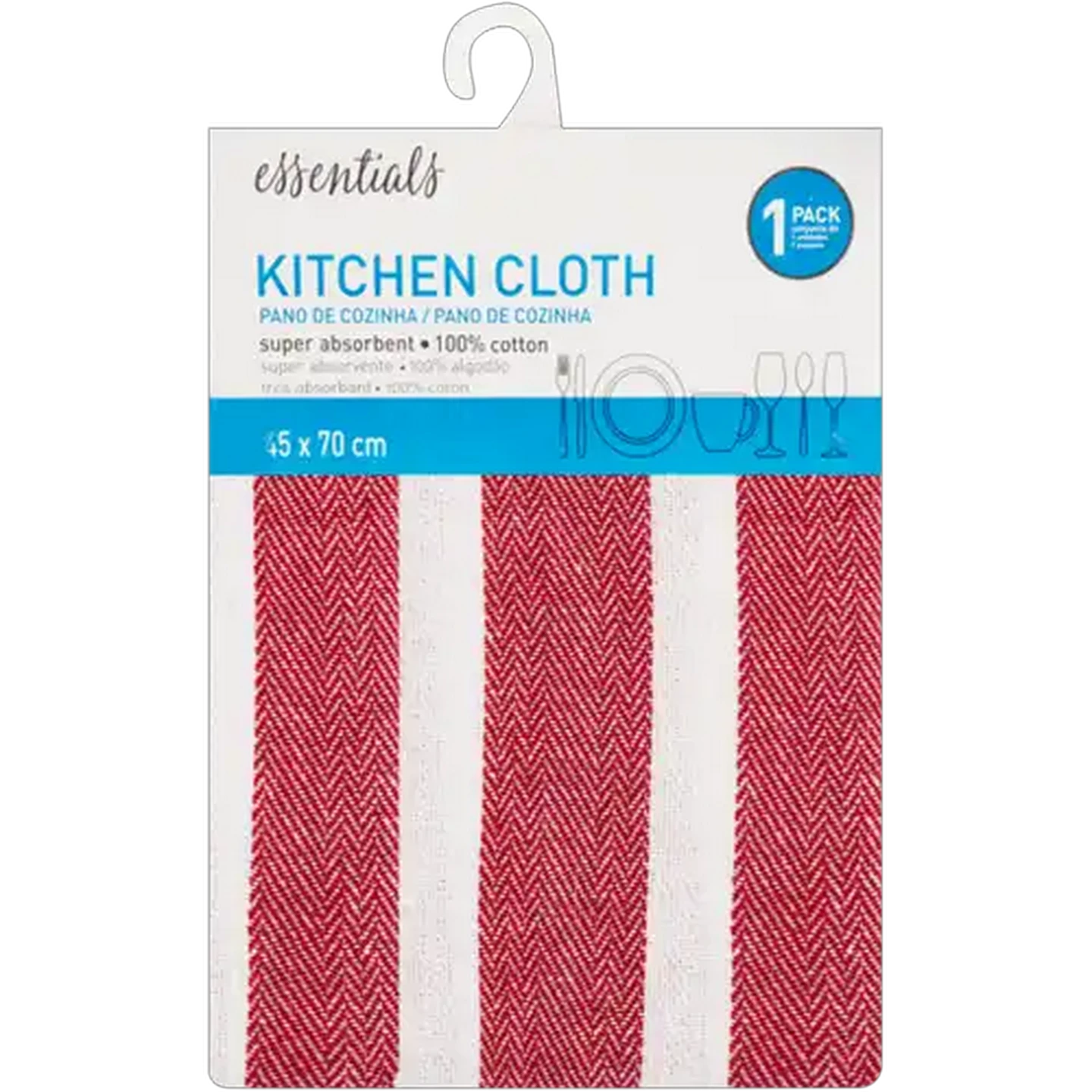 Image of Essentials Red & White Flat Weave Kitchen Cloth 45 x 70cm