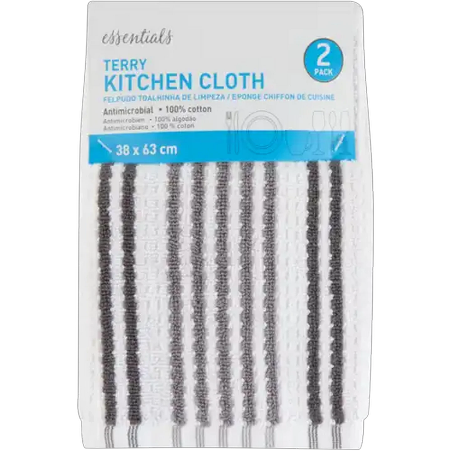 Image of Essentials Check Kitchen Cloth 2-Pack (Colour May Vary)