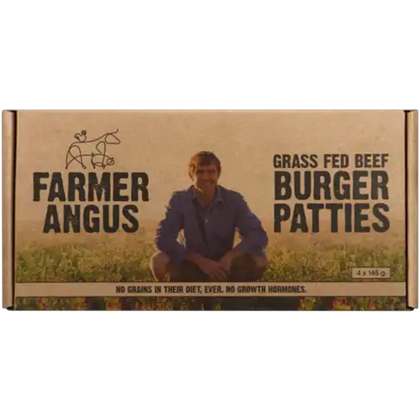 Image of Farmer Angus Grass Fed Frozen Beef Burger Patties 4 x 165g