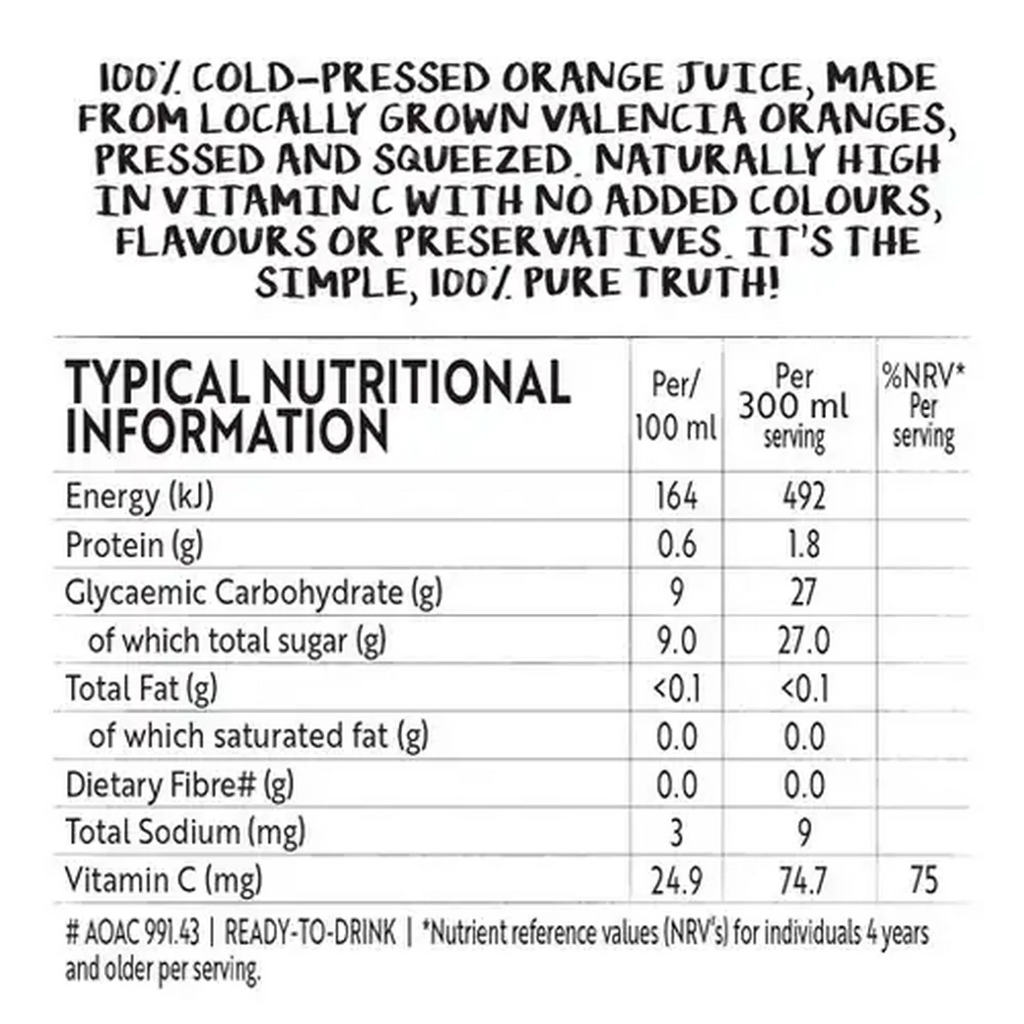 Image of Simple Truth Cold Pressed  Valencia Orange Juice 750ml