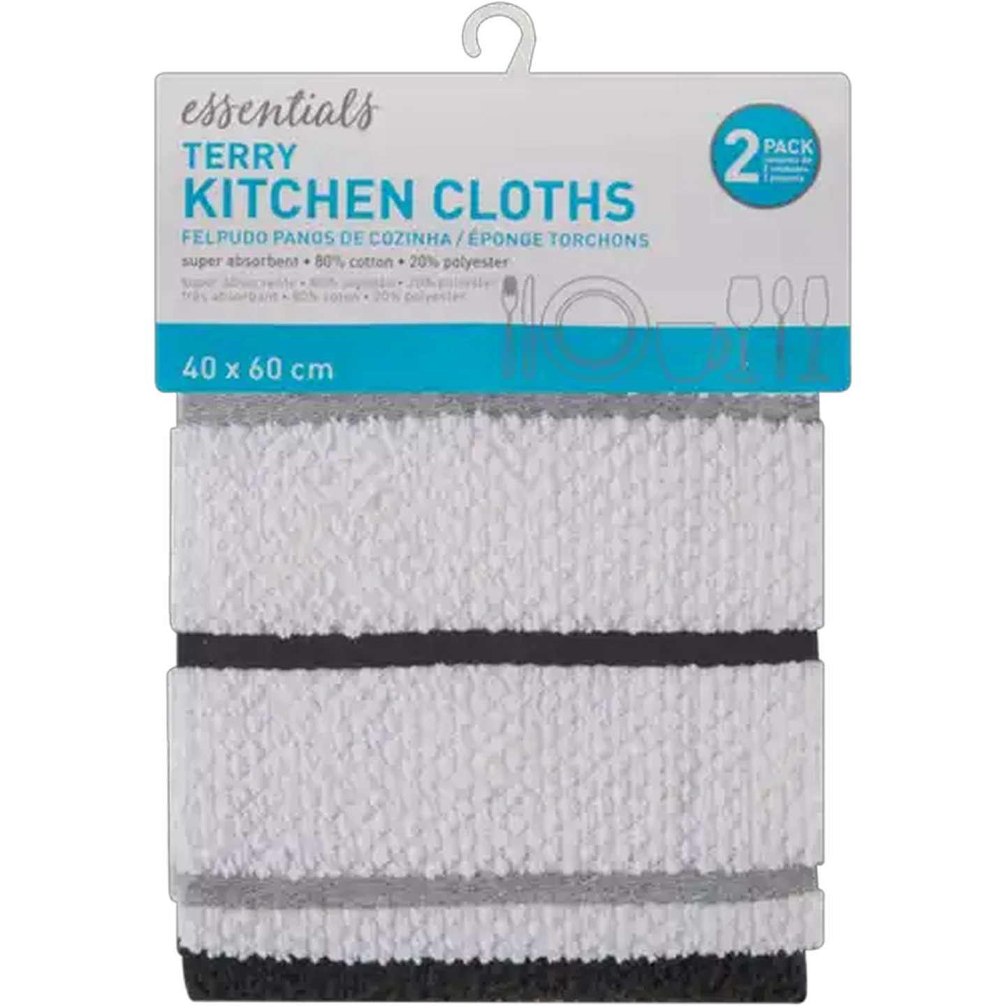 Image of Essentials Terry Kitchen Towels 2-Pack (Colour May Vary)