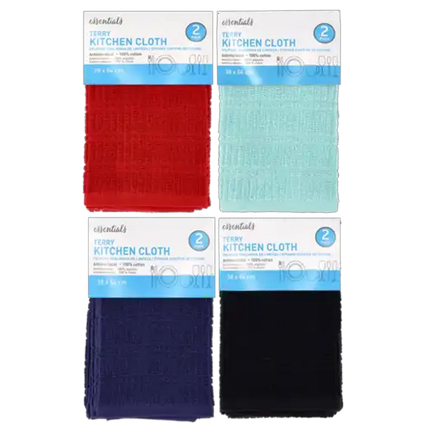 Image of Essentials Terry Kitchen Cloth 2-Pack (Colour May Vary)
