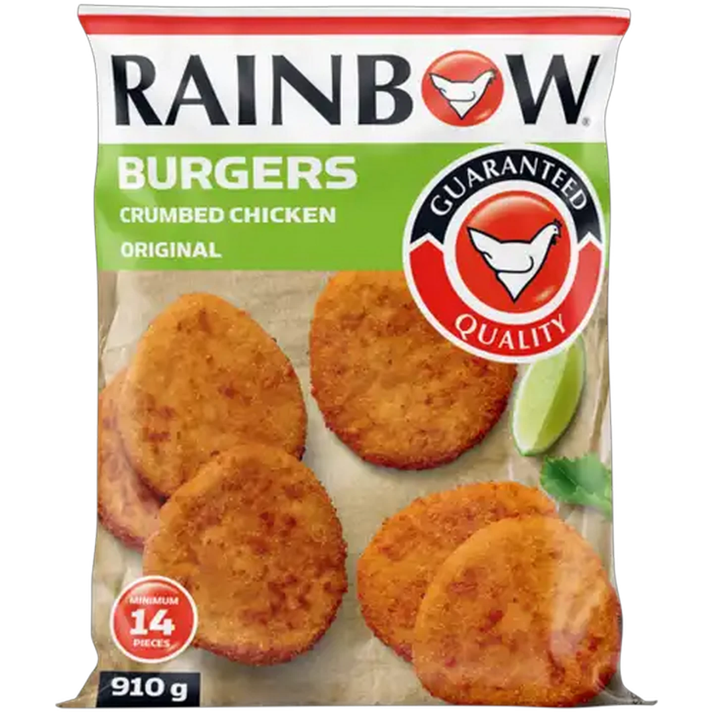 Image of RAINBOW Frozen Original Crumbed Chicken Burgers 910g